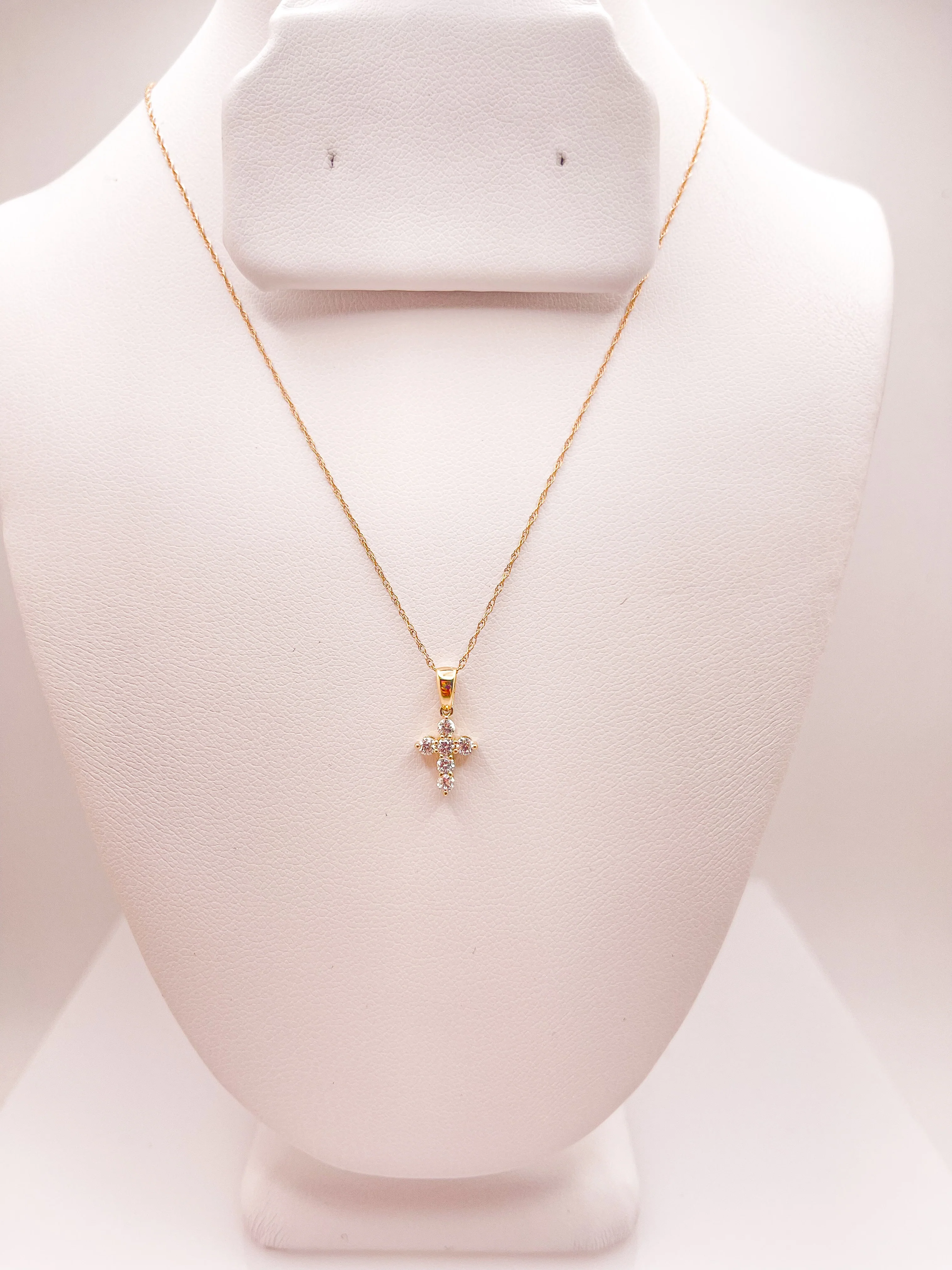 14K Gold Mini Diamond Cross Necklace - Image 2