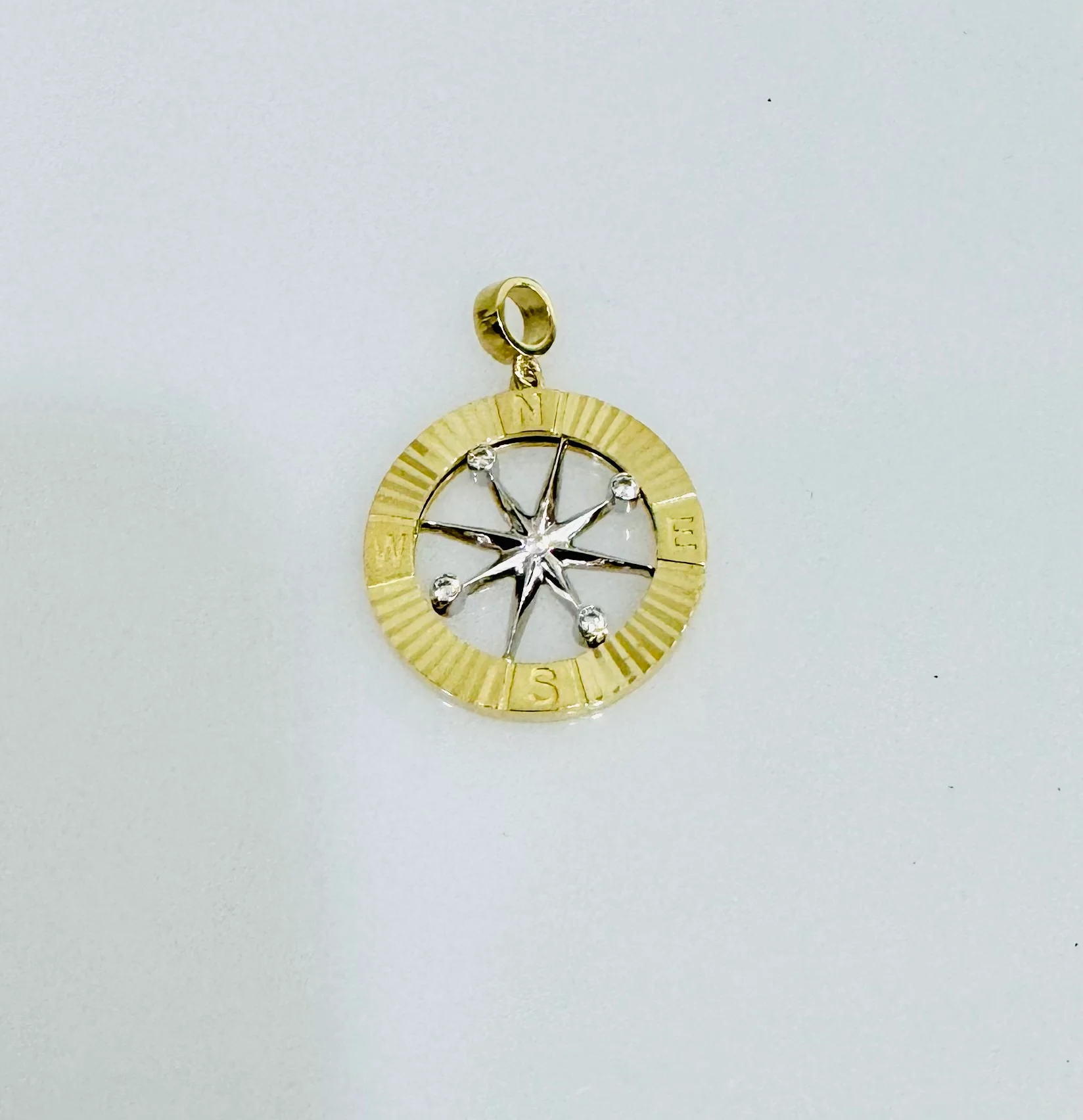 14K Gold Compass Pendant