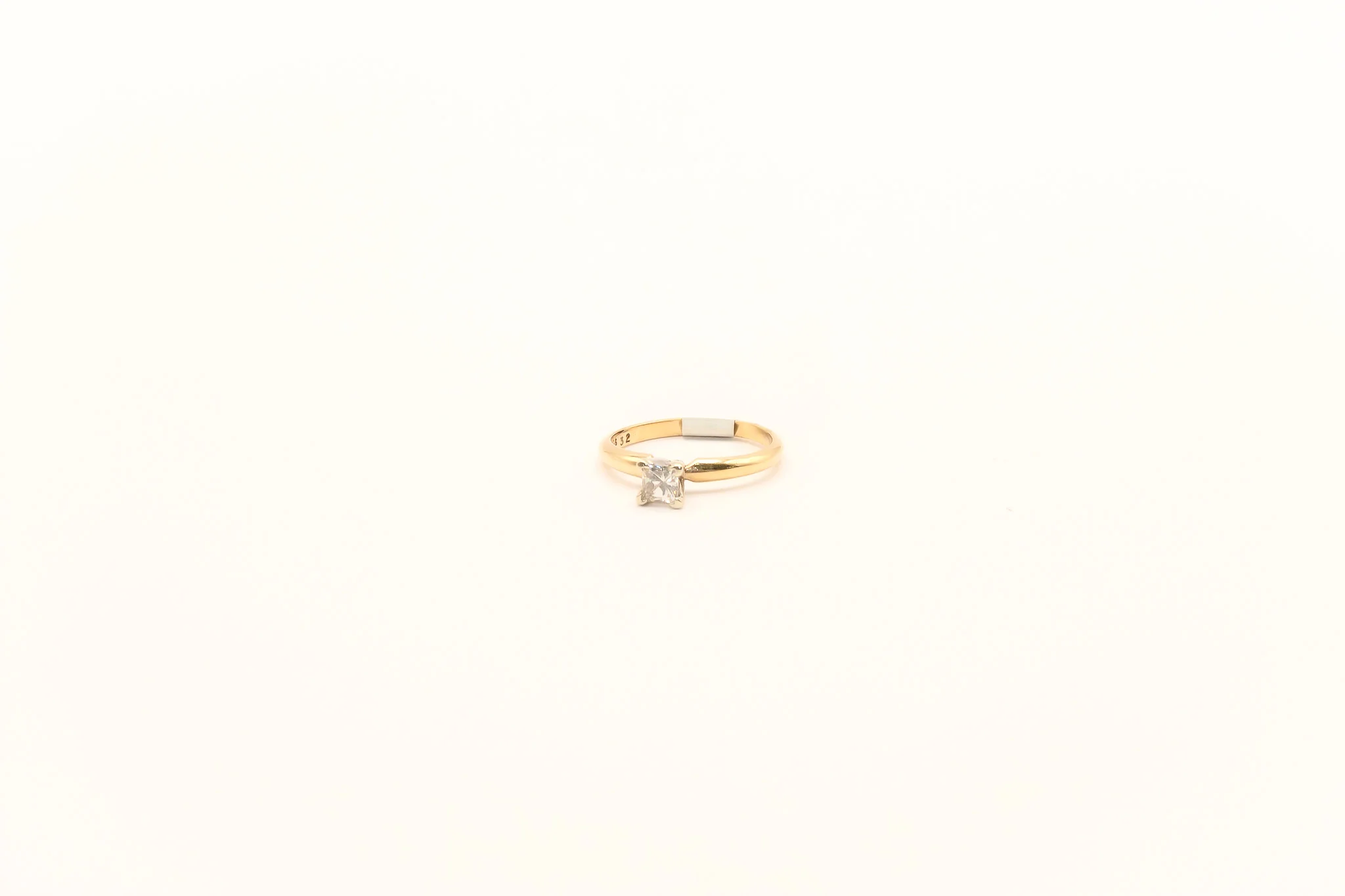 14K Gold Princess Cut Diamond Solitaire Ring