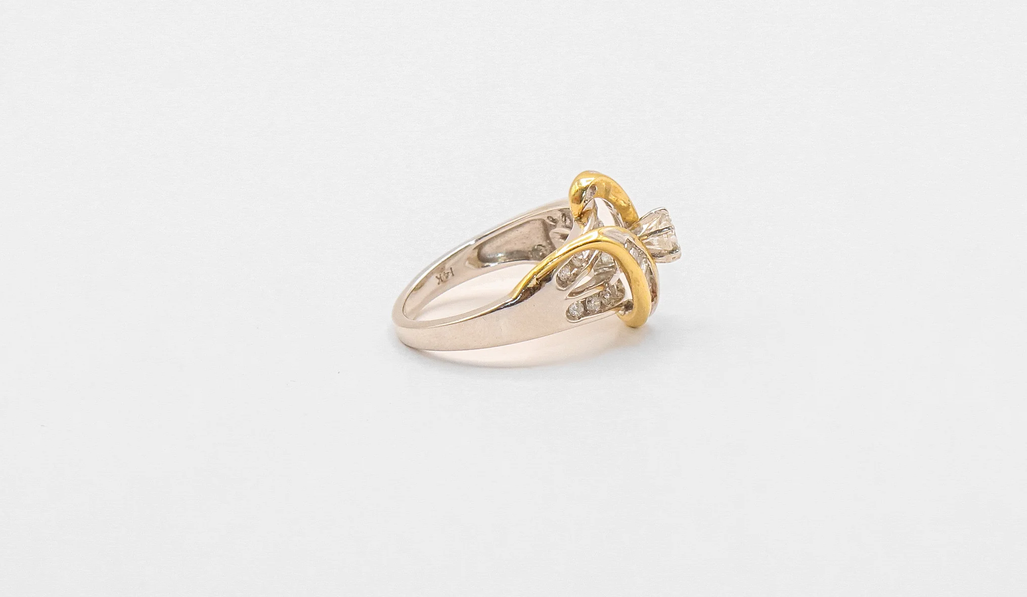 14K Gold Two Tone Diamond Engagement Ring - Image 2