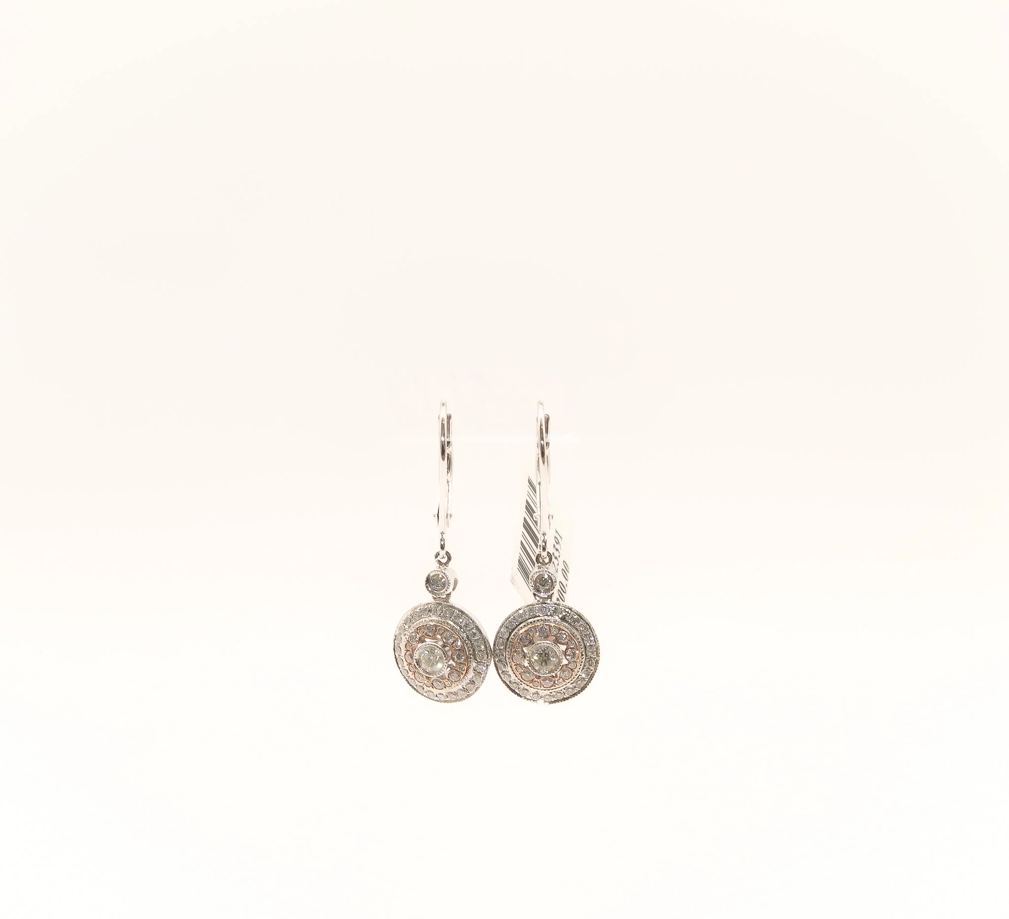 14K Gold Two Tone Diamond Earrings