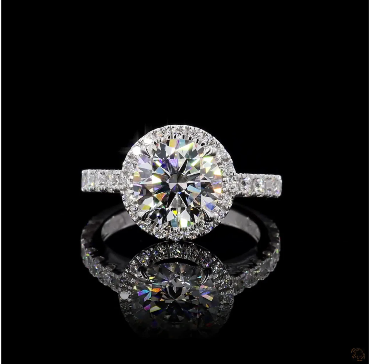14K White Gold Halo Round 3.97 Carat Diamond Ring