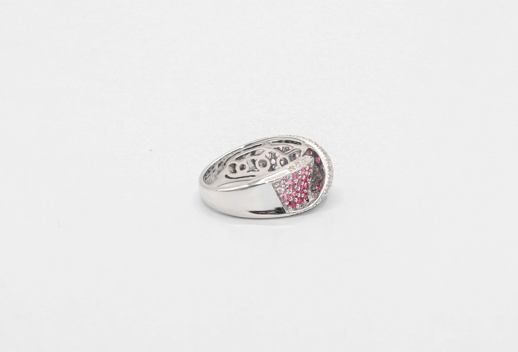 14K White Gold 2 Carat Pink Sapphire Diamond Ring - Image 2