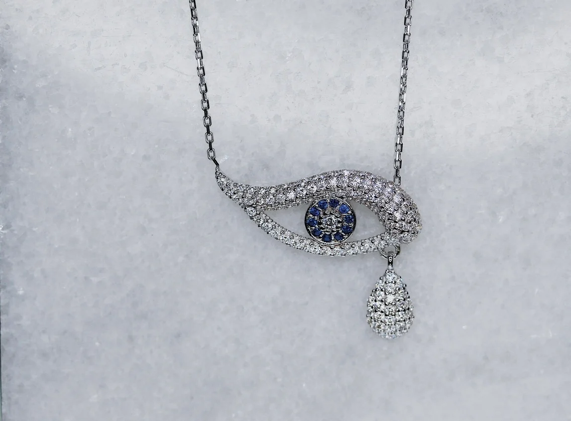 18K White Gold Evil Eye Necklace