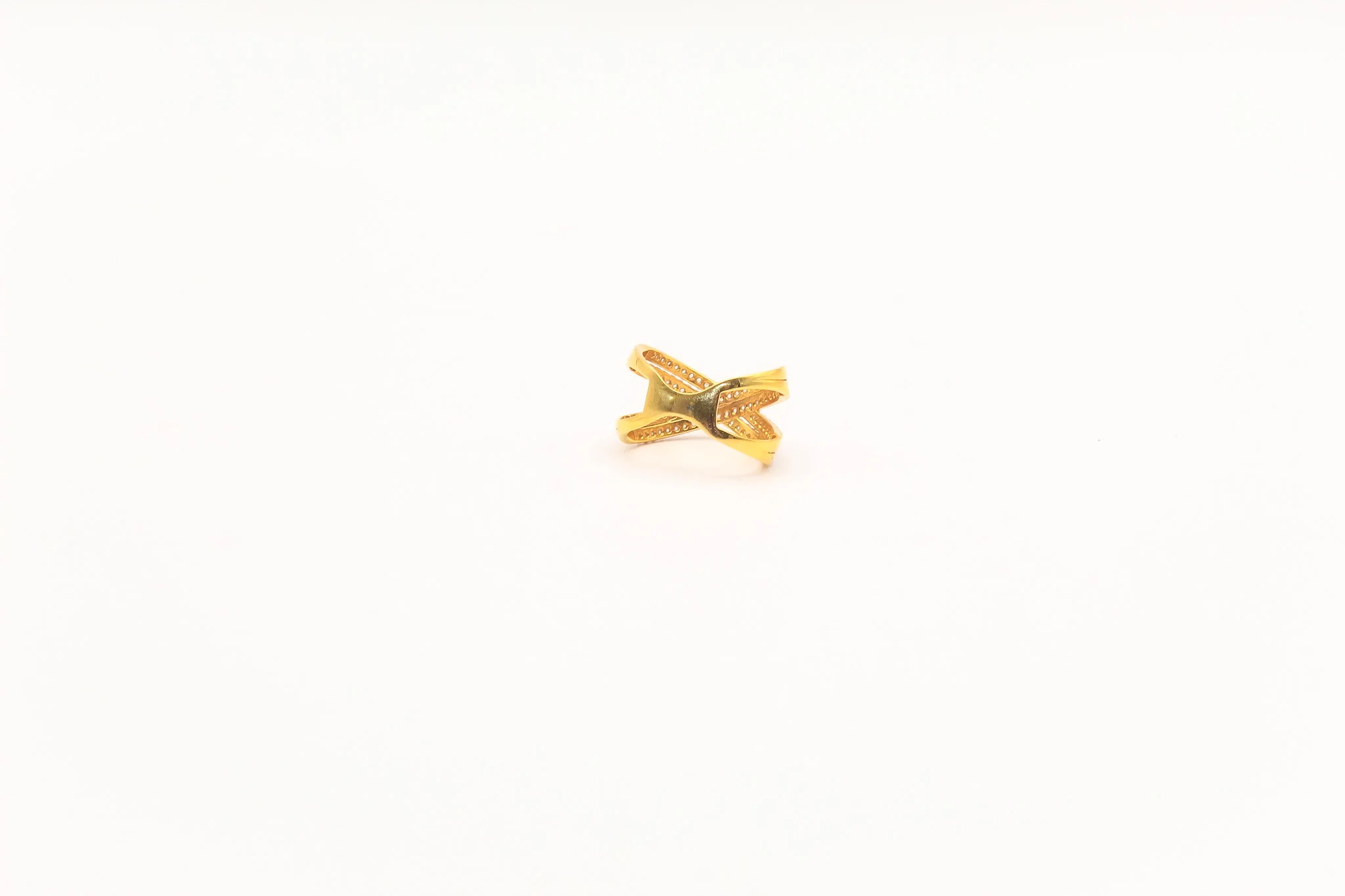 21K Gold Studded X Ring - Image 2