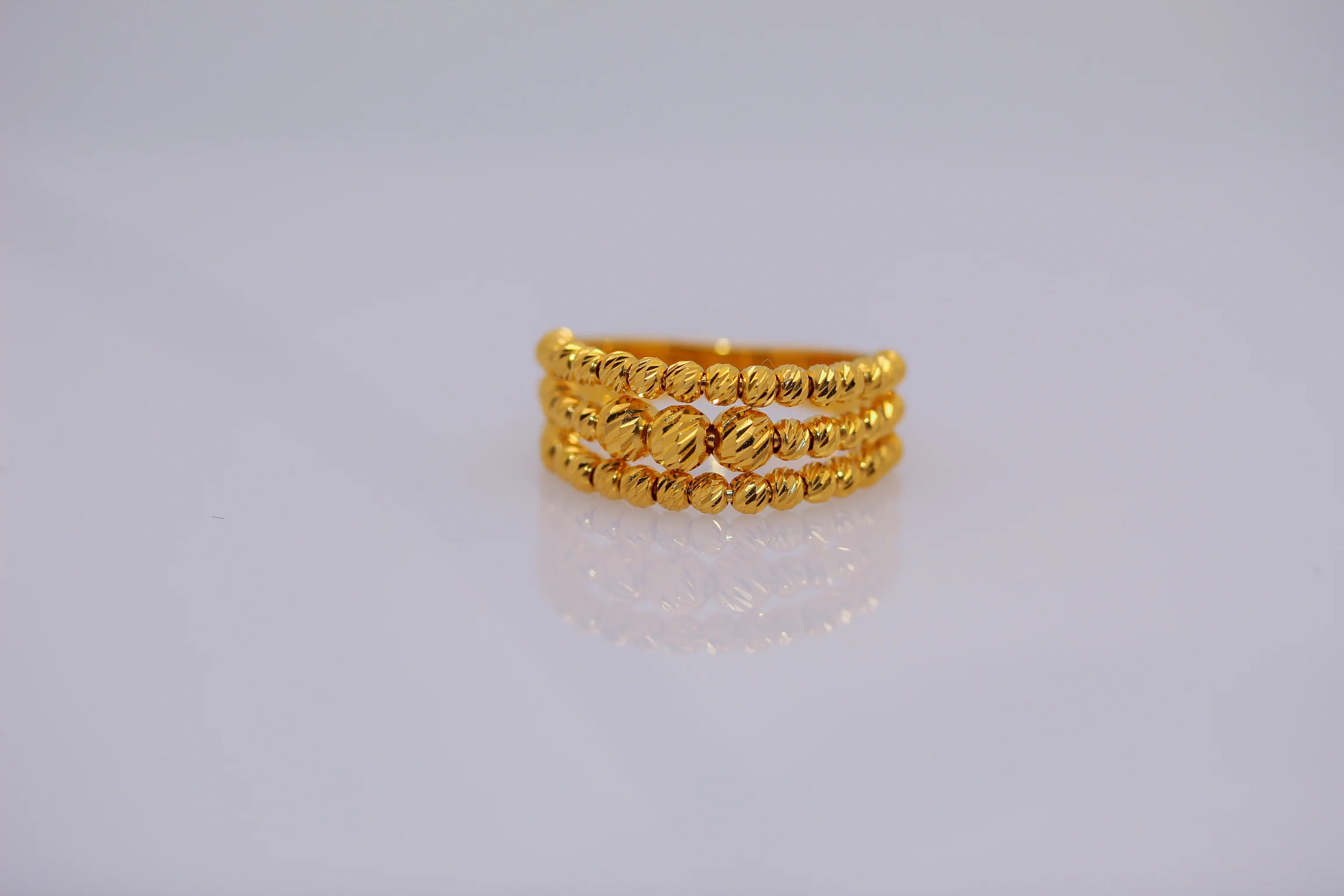 21K Gold 3 Row Ring