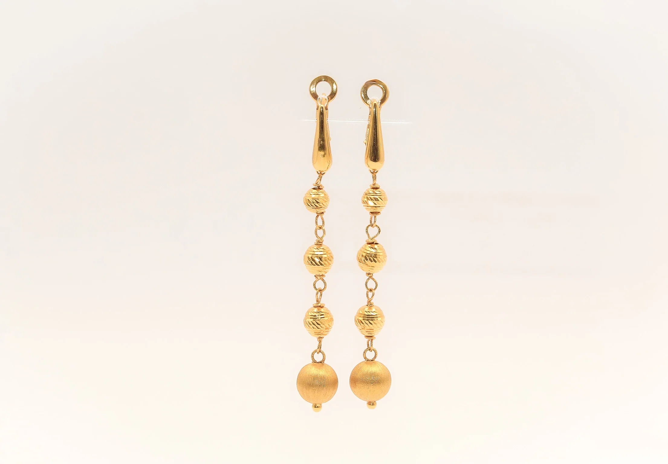 21K Gold Beaded Dangle Earrings