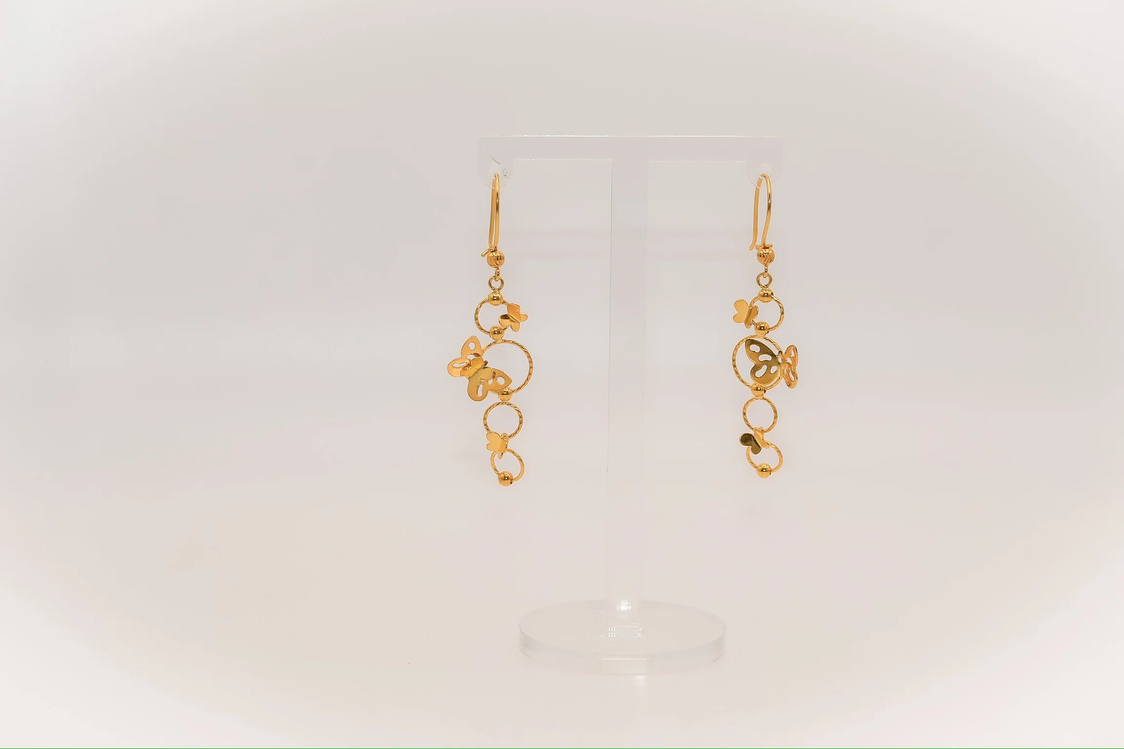 21K Gold Butterfly Earrings - Image 2