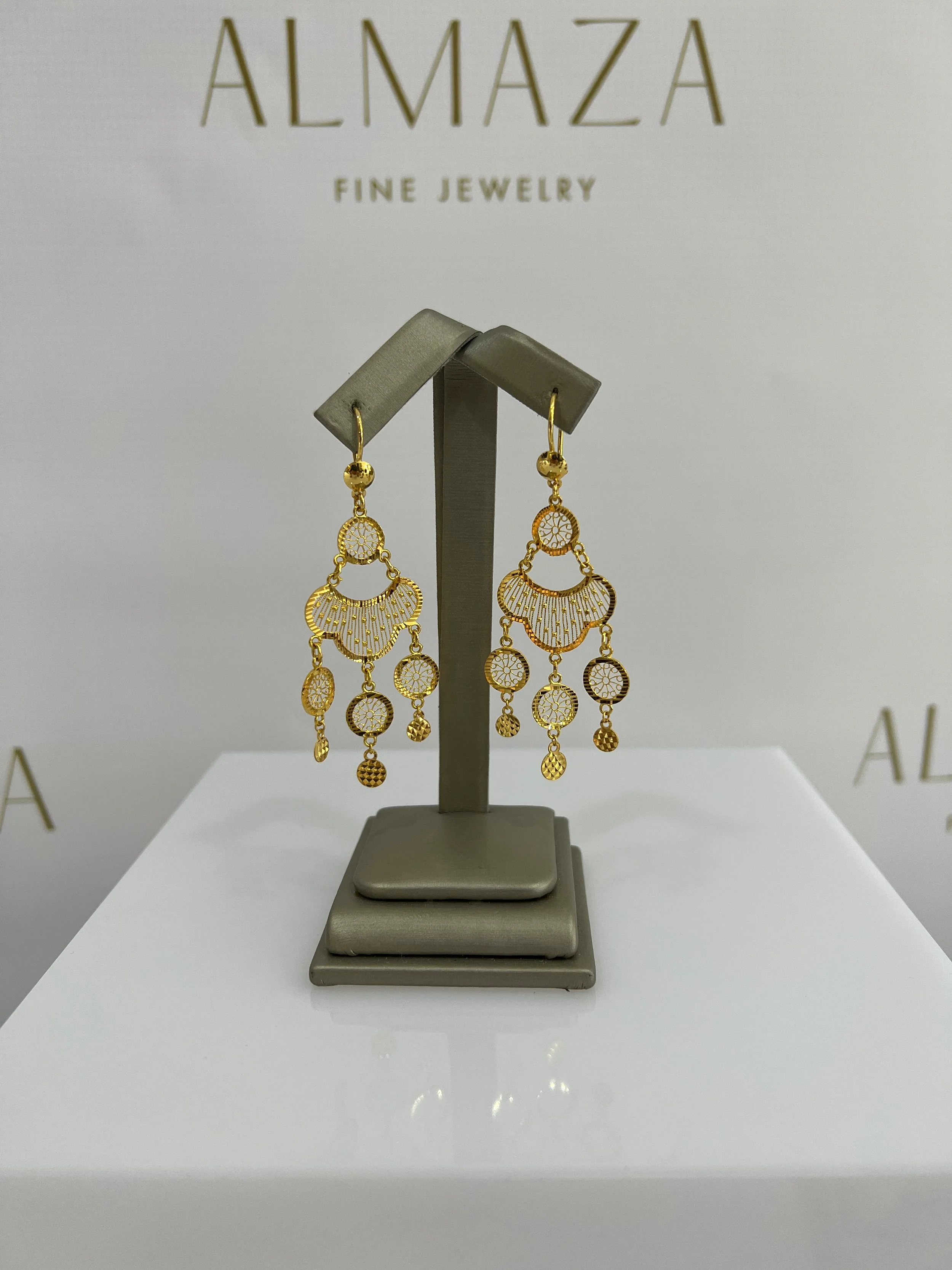 21K Gold Chandelier Earrings