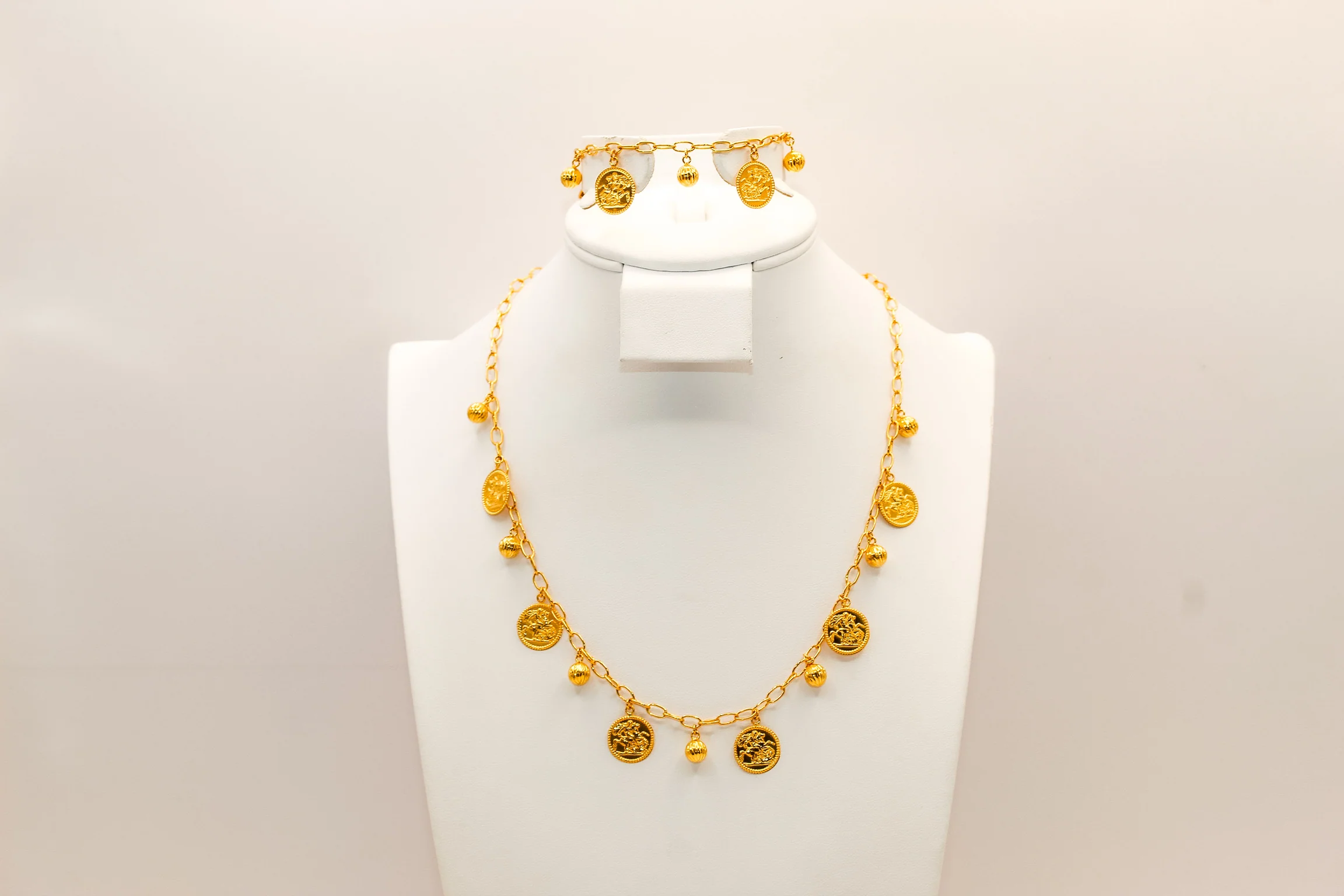 21K Gold Coin Charm Set