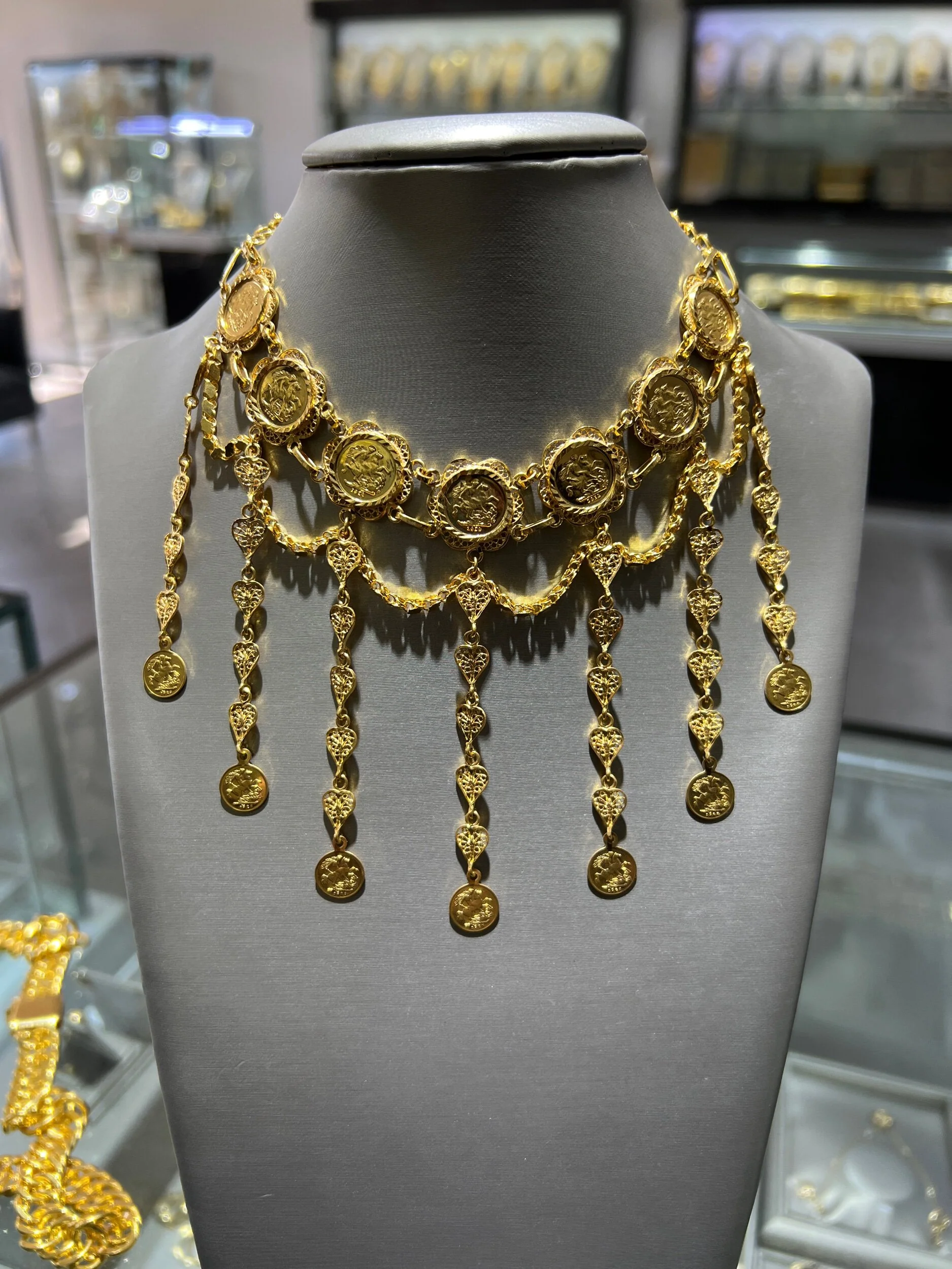 21K Gold Coin Choker Necklace