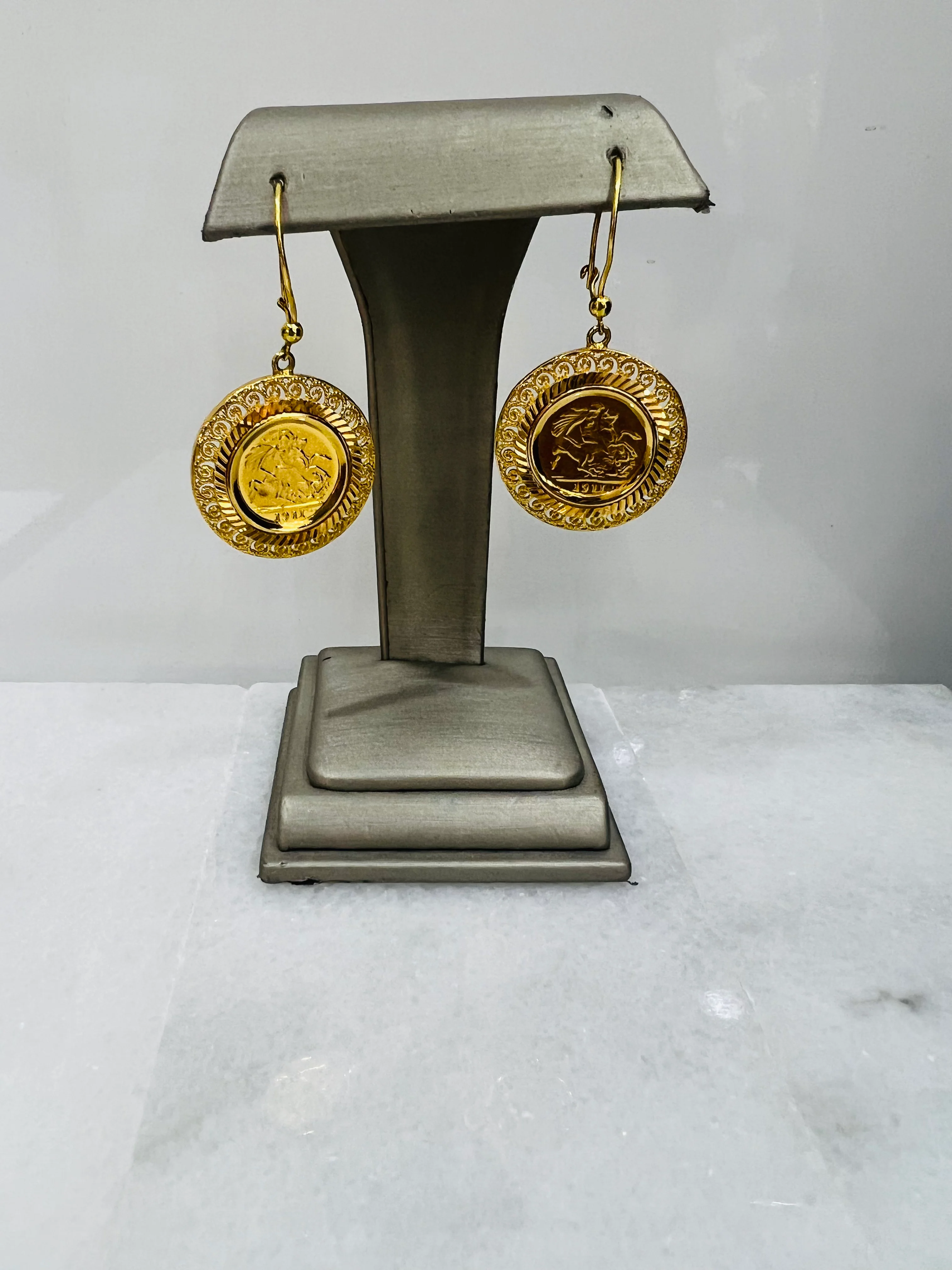 21K Gold Coin Earrings - Image 2