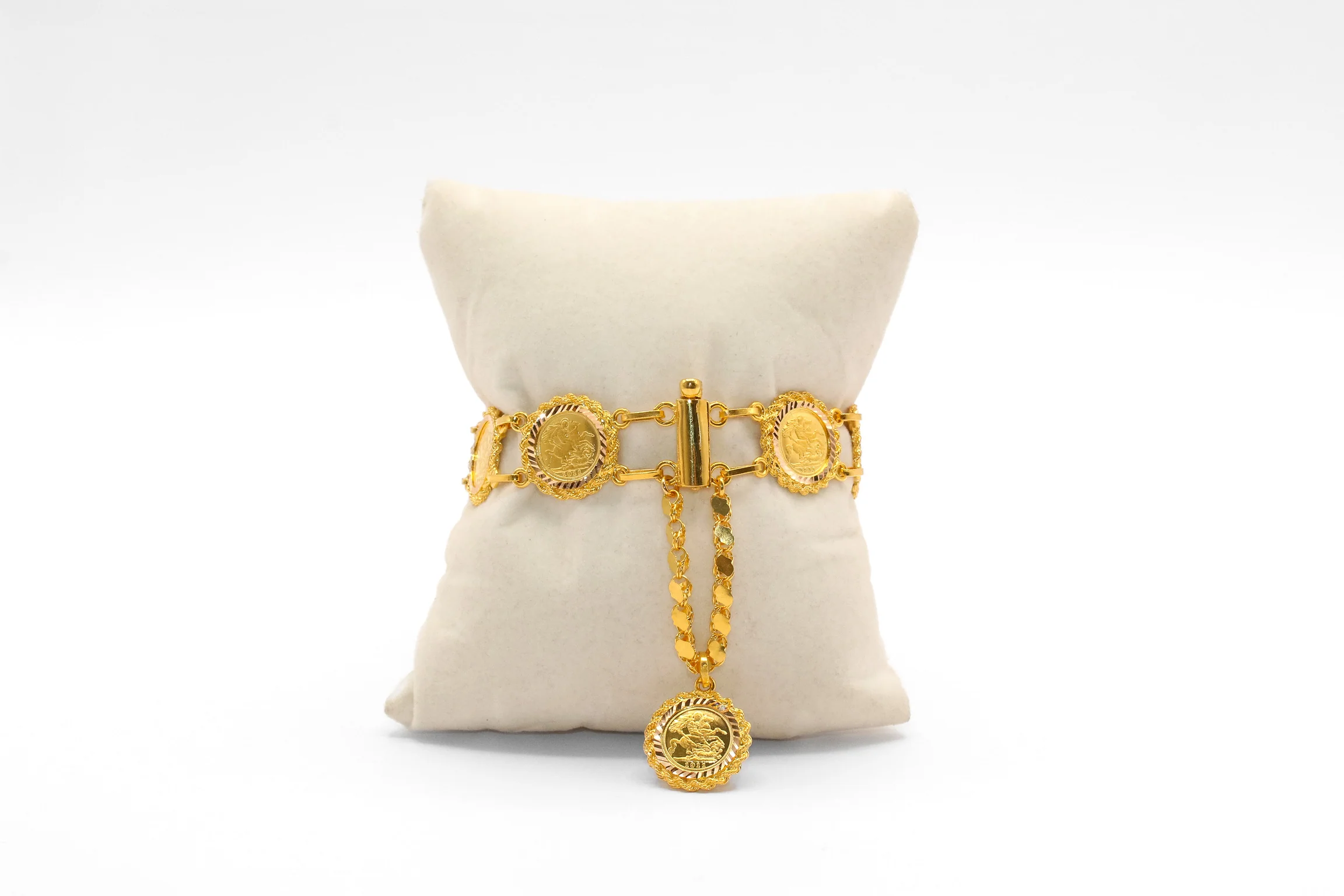 21K Gold English Coin Bracelet - Image 2
