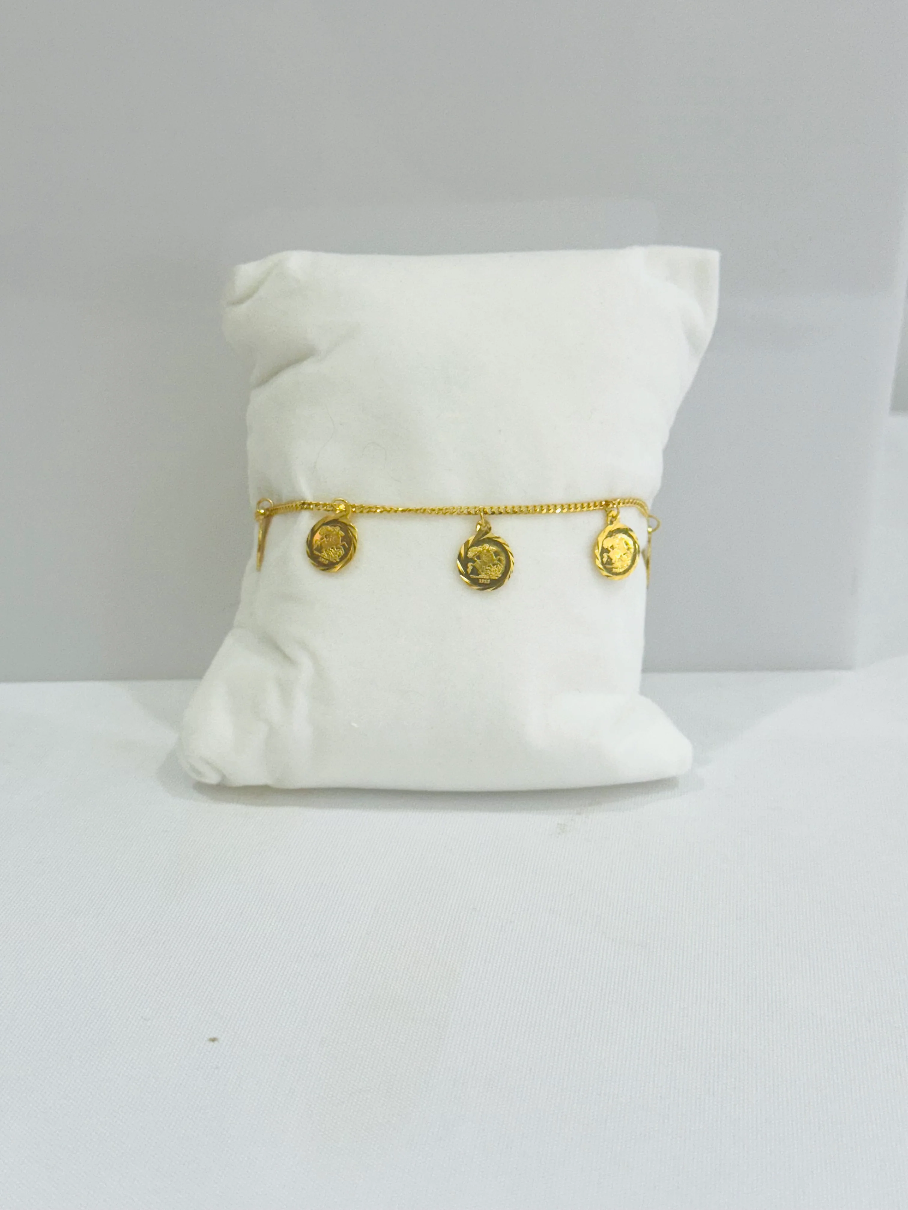 21K Gold English Coin Charm Bracelet