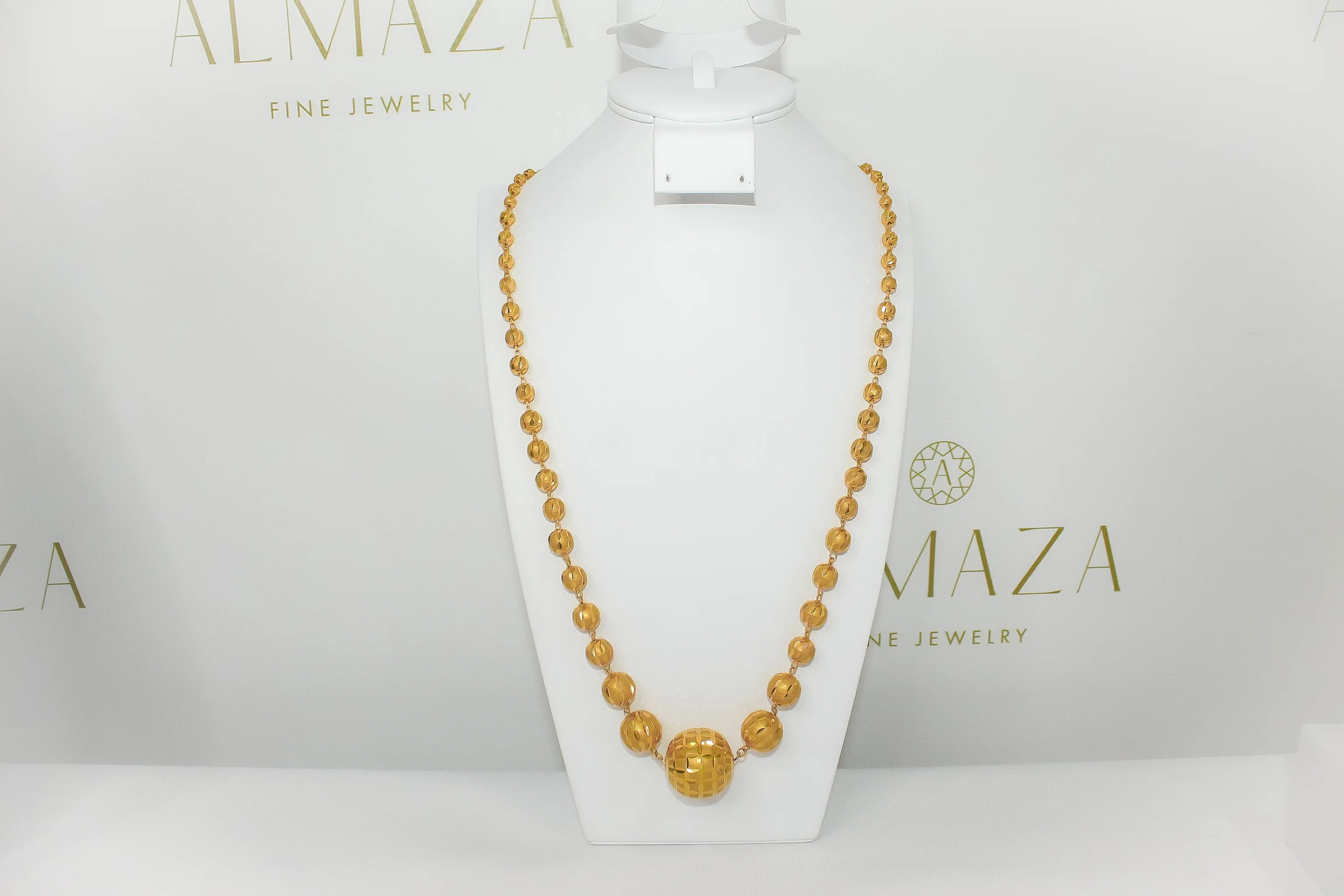 21K Gold Graduated Bead Necklace