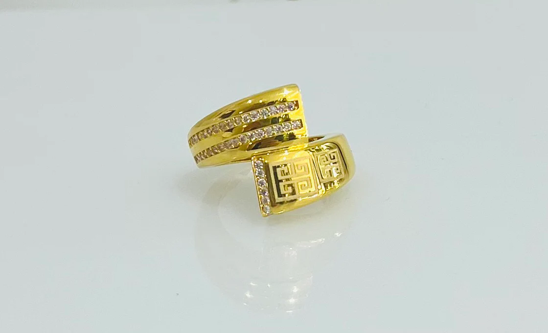 21K Gold Greek Key Ring