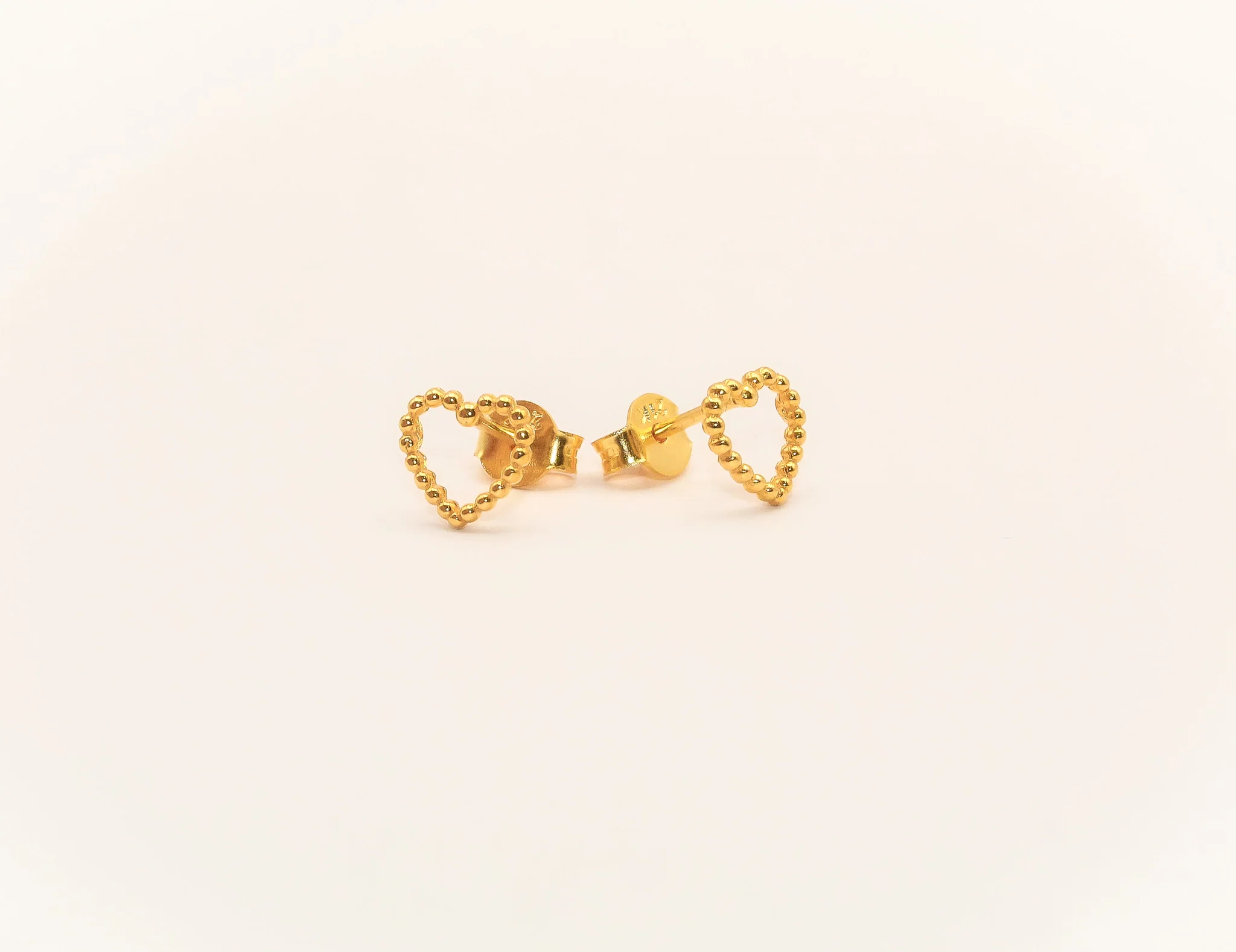 21K Gold Heart Kids Earrings - Image 2