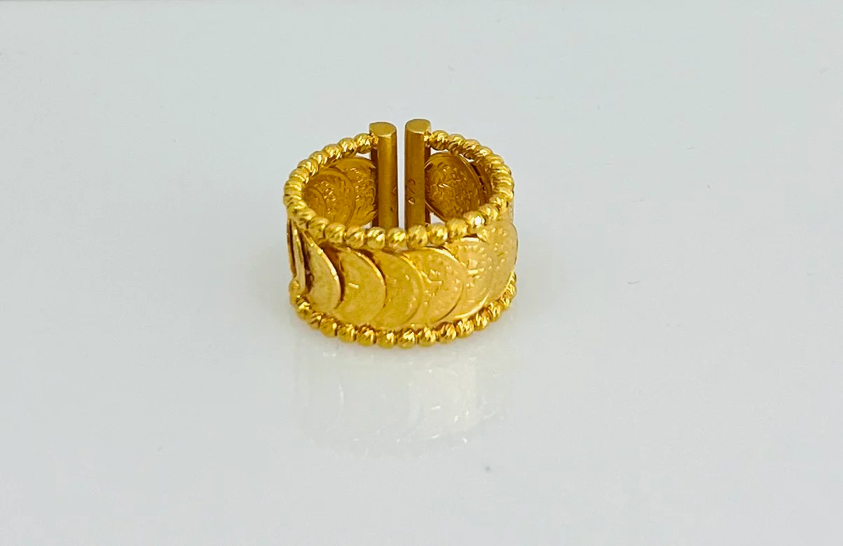 21K Gold Himo Coin Ring