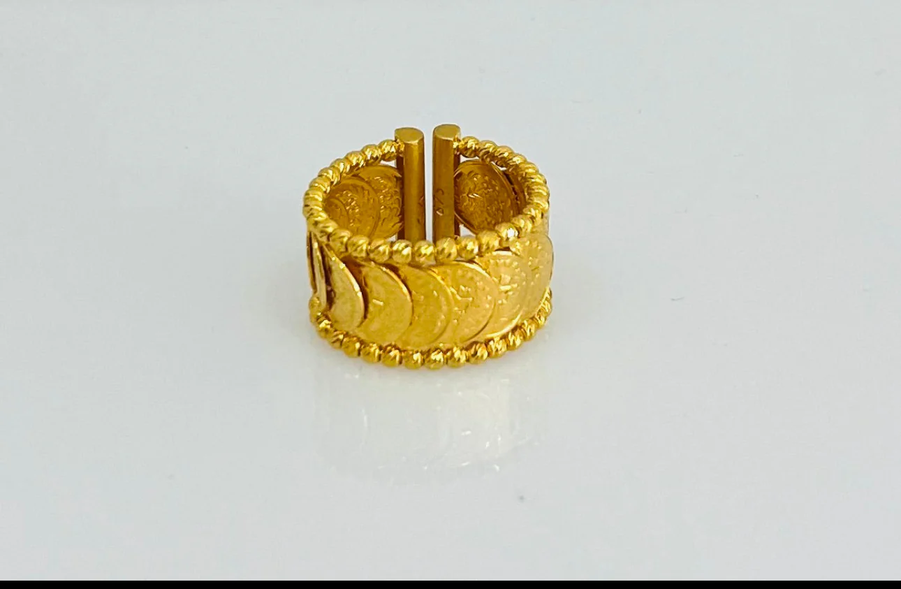 21K Gold Himo Coin Ring