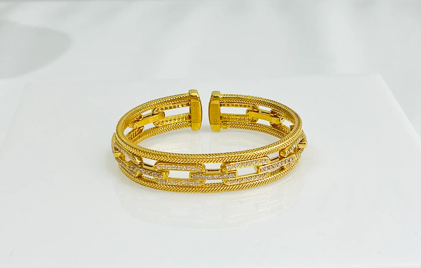 21K Gold Himo Link Cuff Bracelet - Image 2