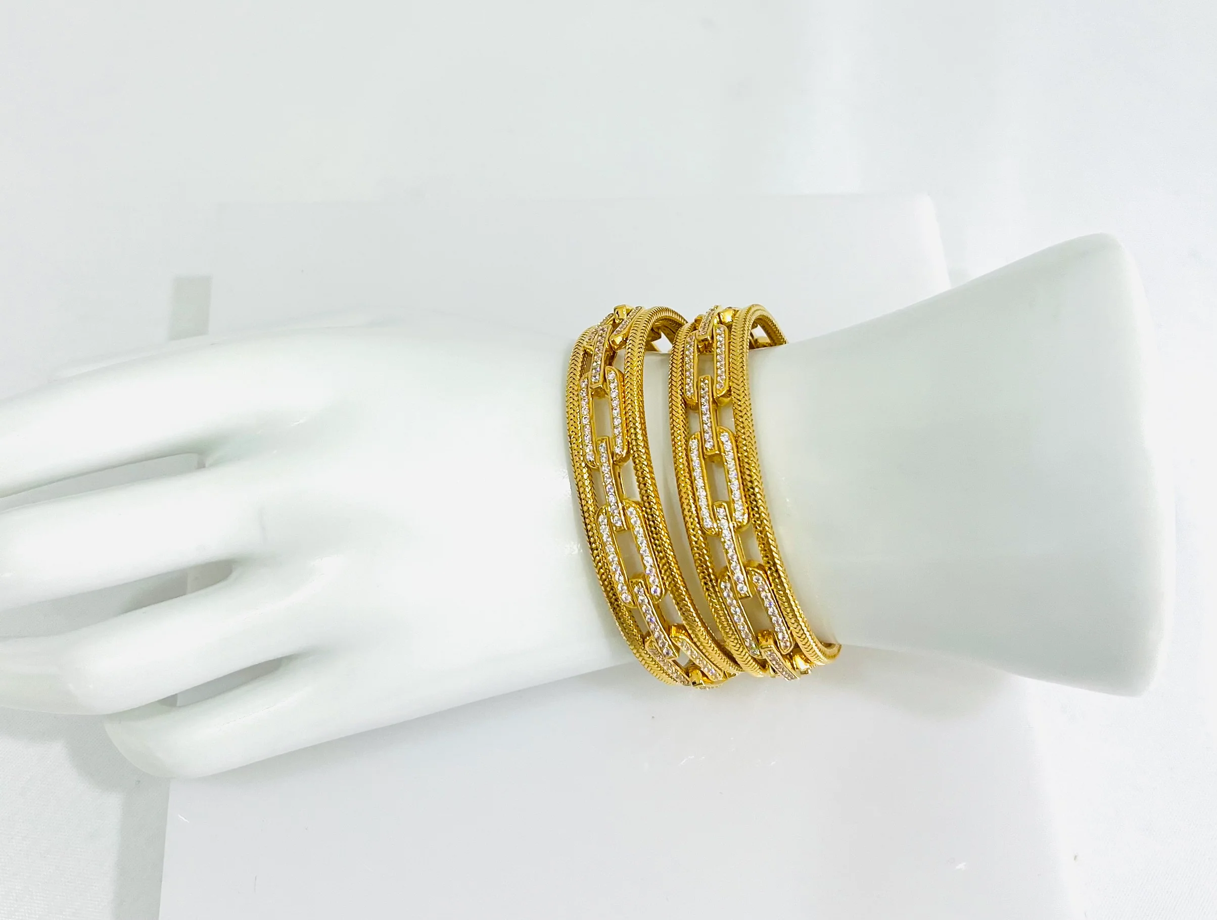 21K Gold Himo Link Cuff Bracelet - Image 7