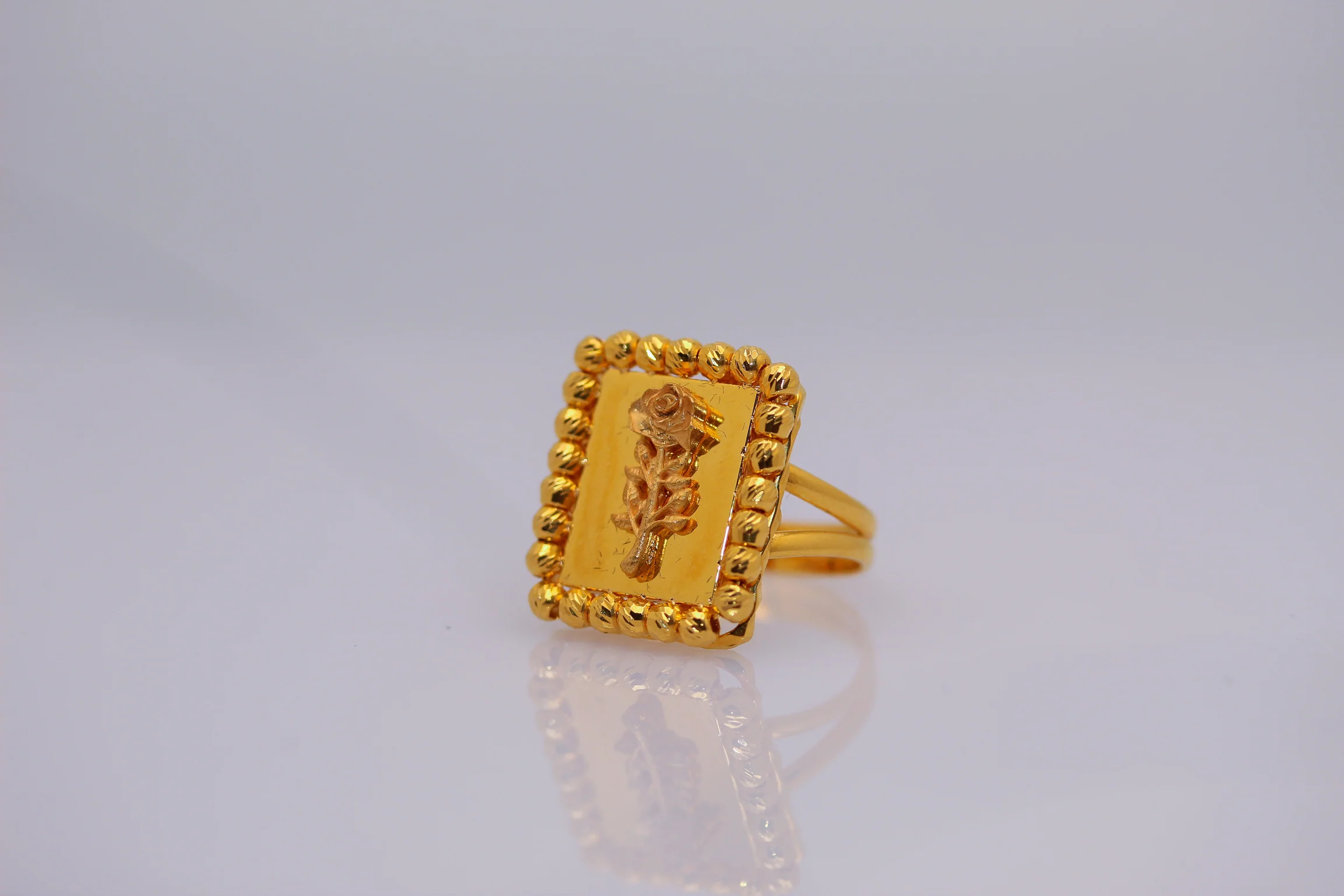 21K Gold Himo Square Rose Ring