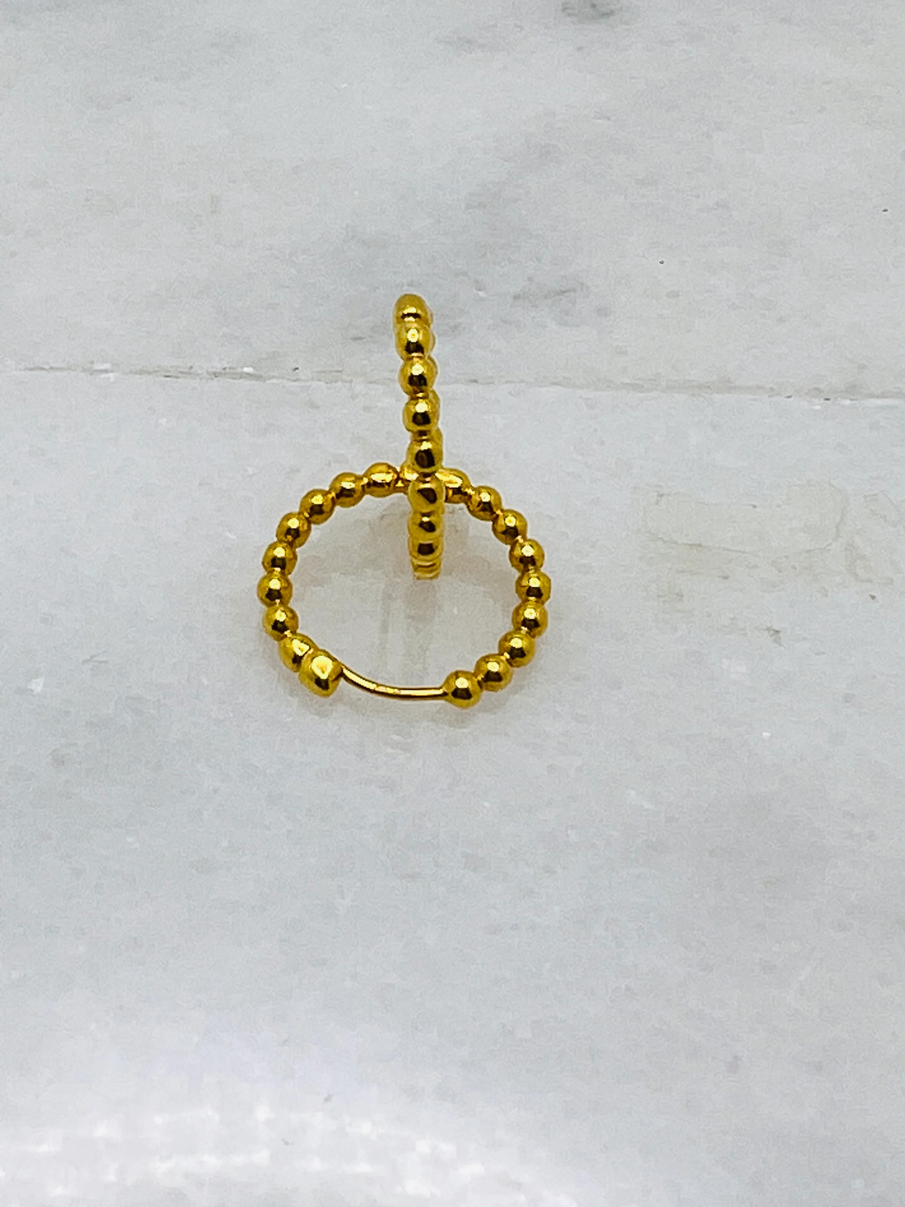 21K Gold Beaded Hoop Earrings - Image 2