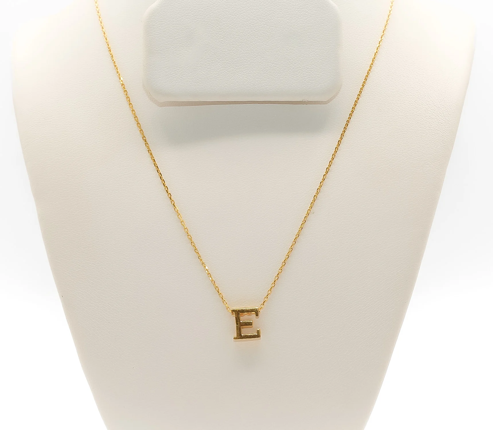 21K Gold Initial E Necklace