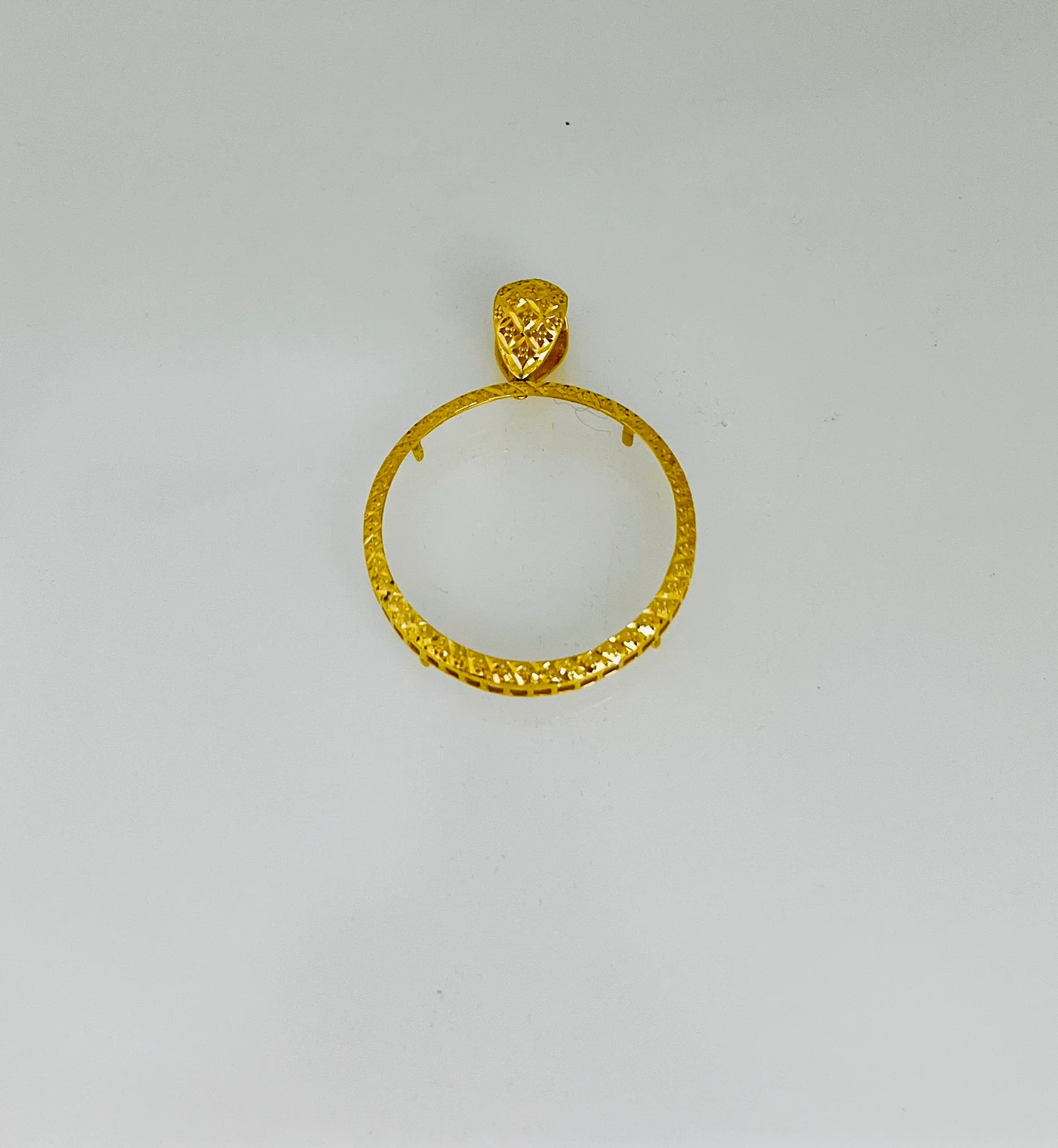 21K Gold Khamasiah Coin Frame Pendant