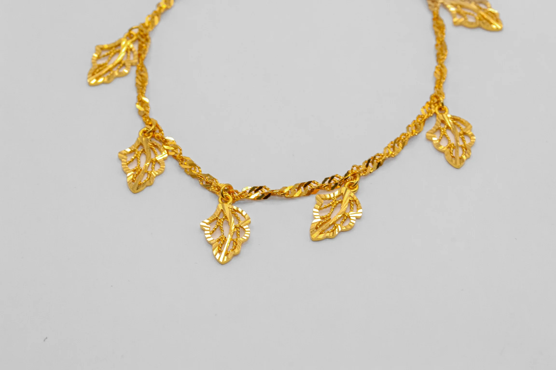21K Gold Leaf Charm Bracelet - Image 2