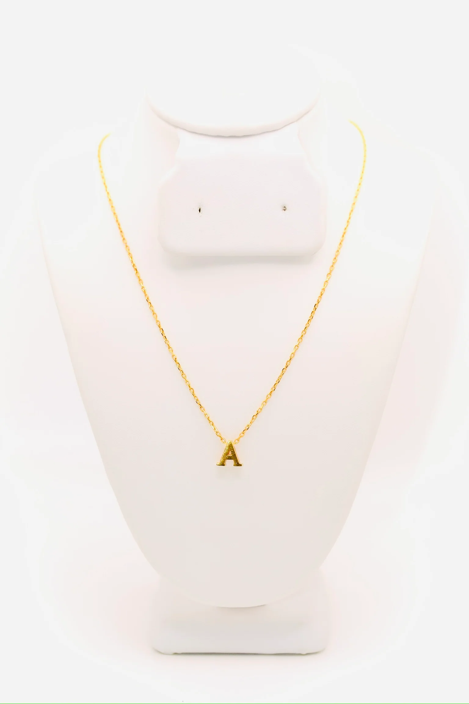 21K Gold Initial A Necklace