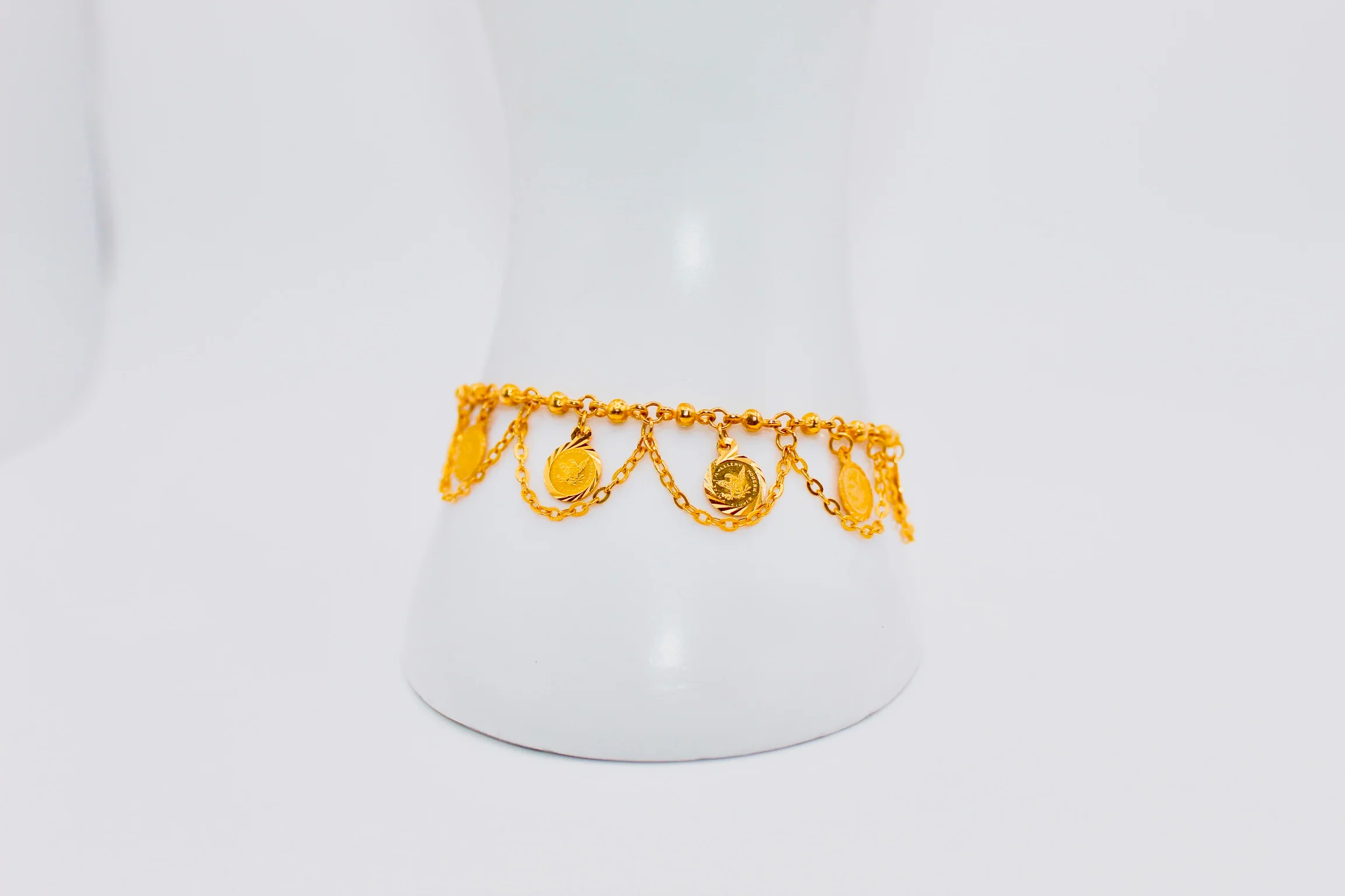21K Gold Liberty Coin Charm Bracelet