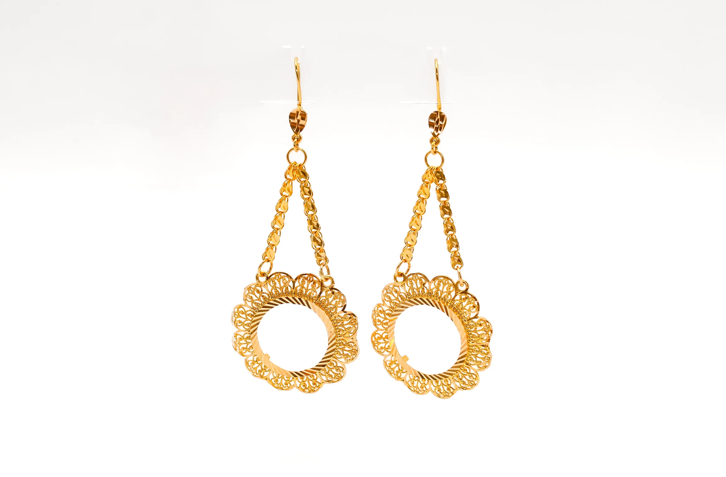 21K Gold Long Coin Earring
