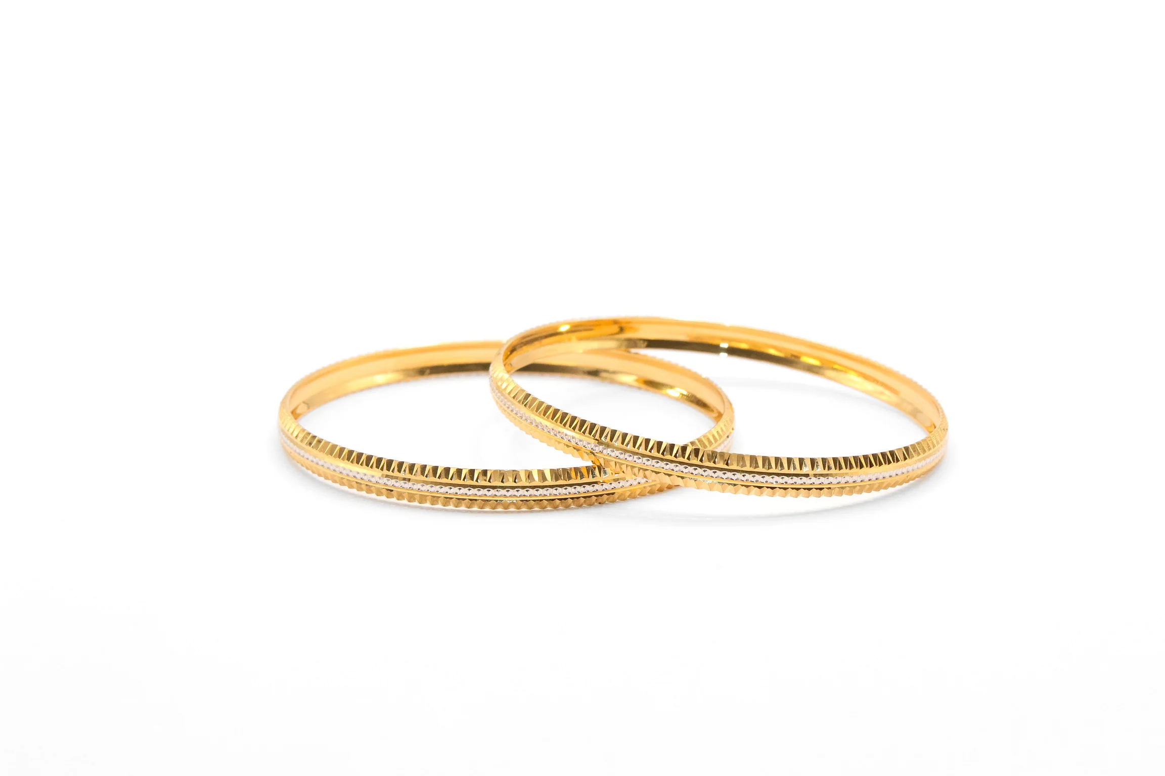 21K Gold Medium Two Tone Bangles - Image 2