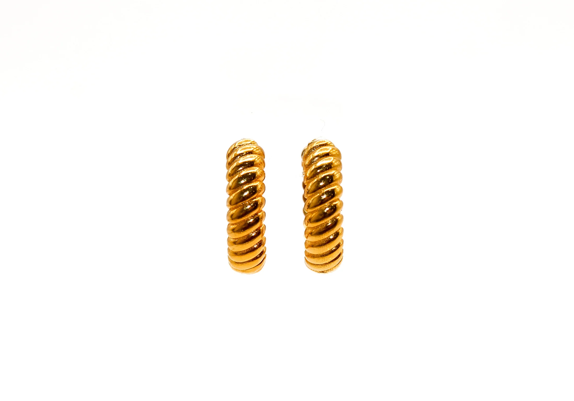 21K Gold Rope Hoop Earrings - Image 2