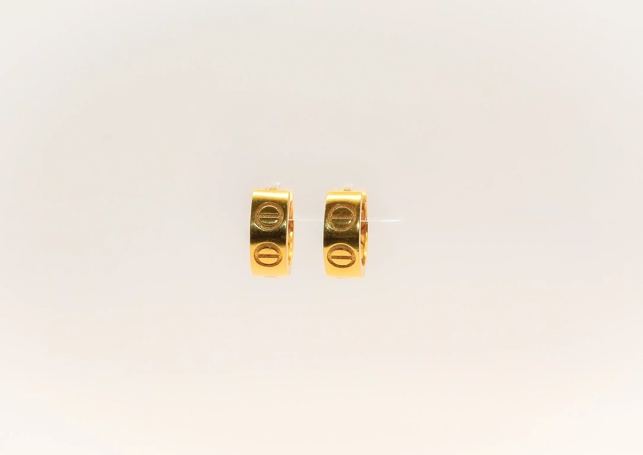 21K Gold Mini Huggies Earrings - Image 2