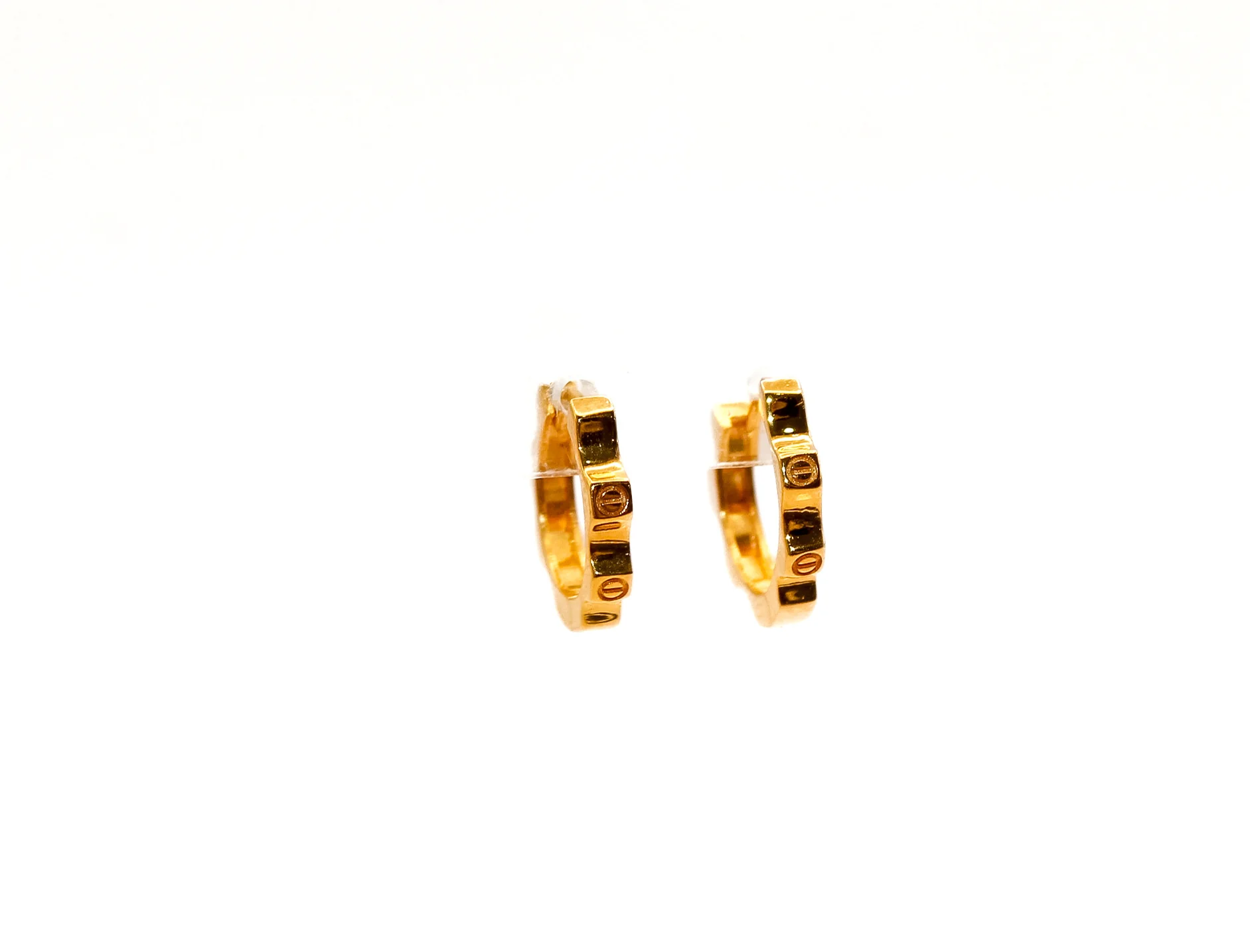 21K Gold Mini Huggies Earrings - Image 2