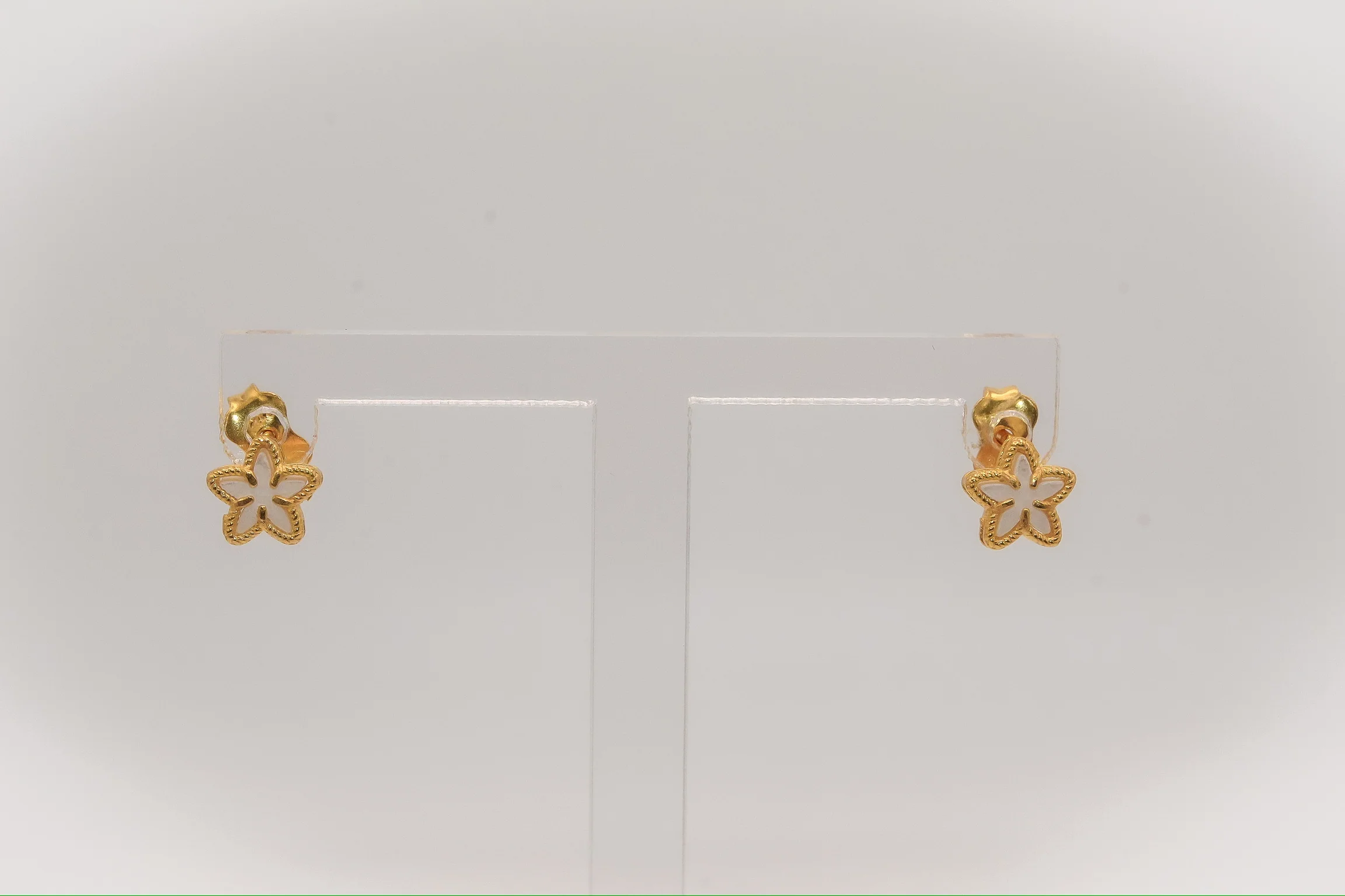 21K Gold Kids Mini Mother Of Pearl Star Post Earrings