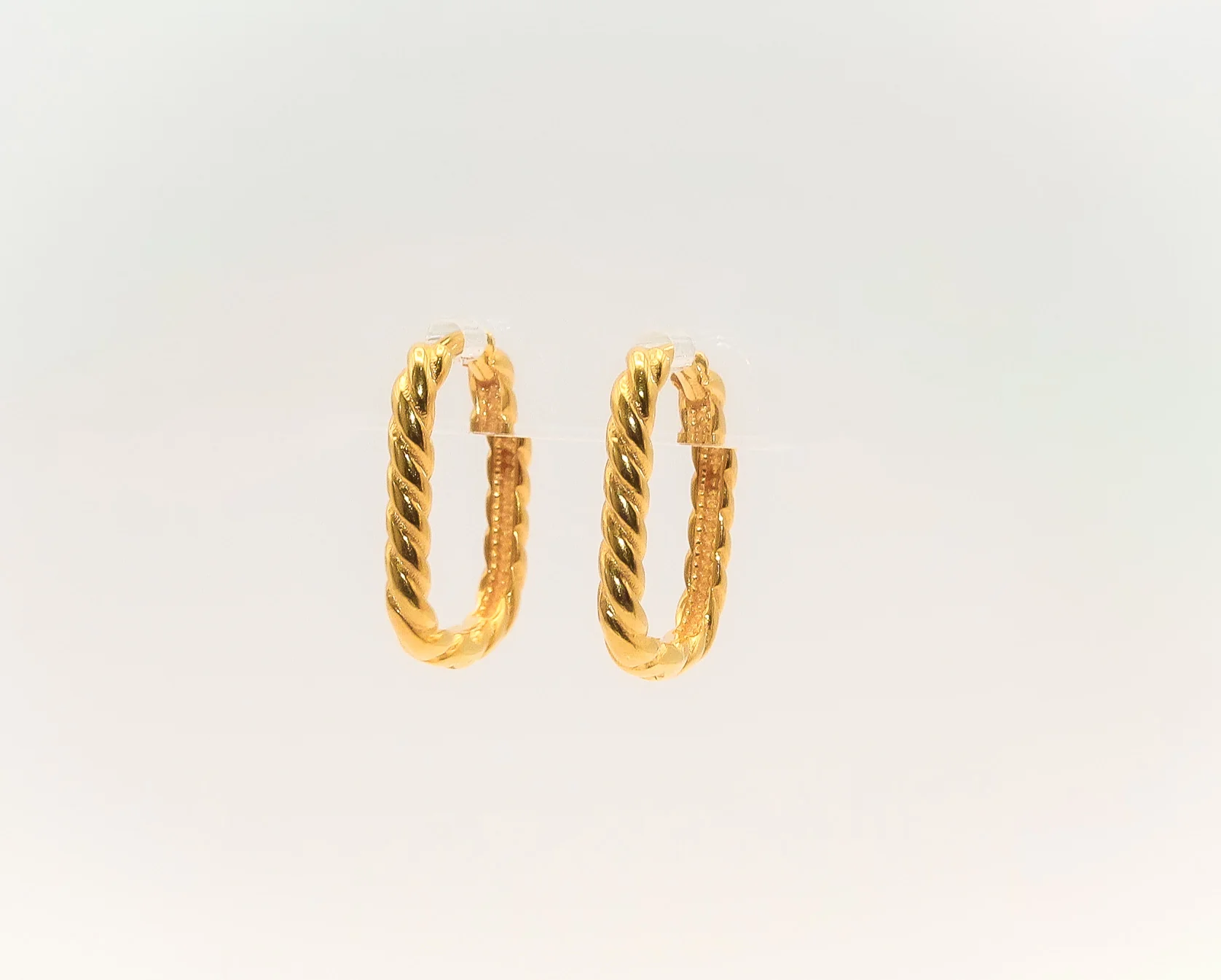 21K Gold Mini Rectangular Huggies Earrings