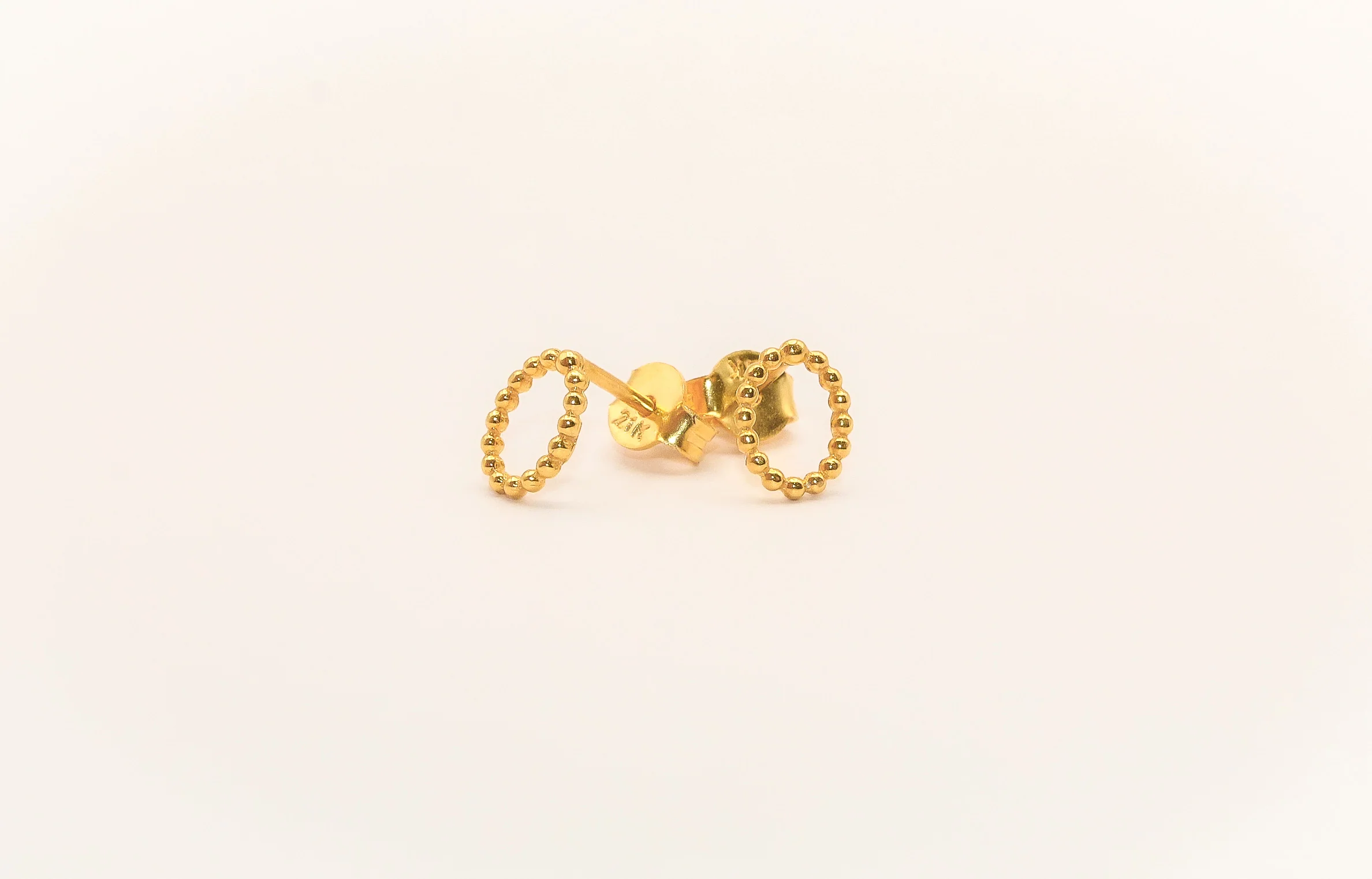 21K Gold Oval Kids Earrings - Image 2