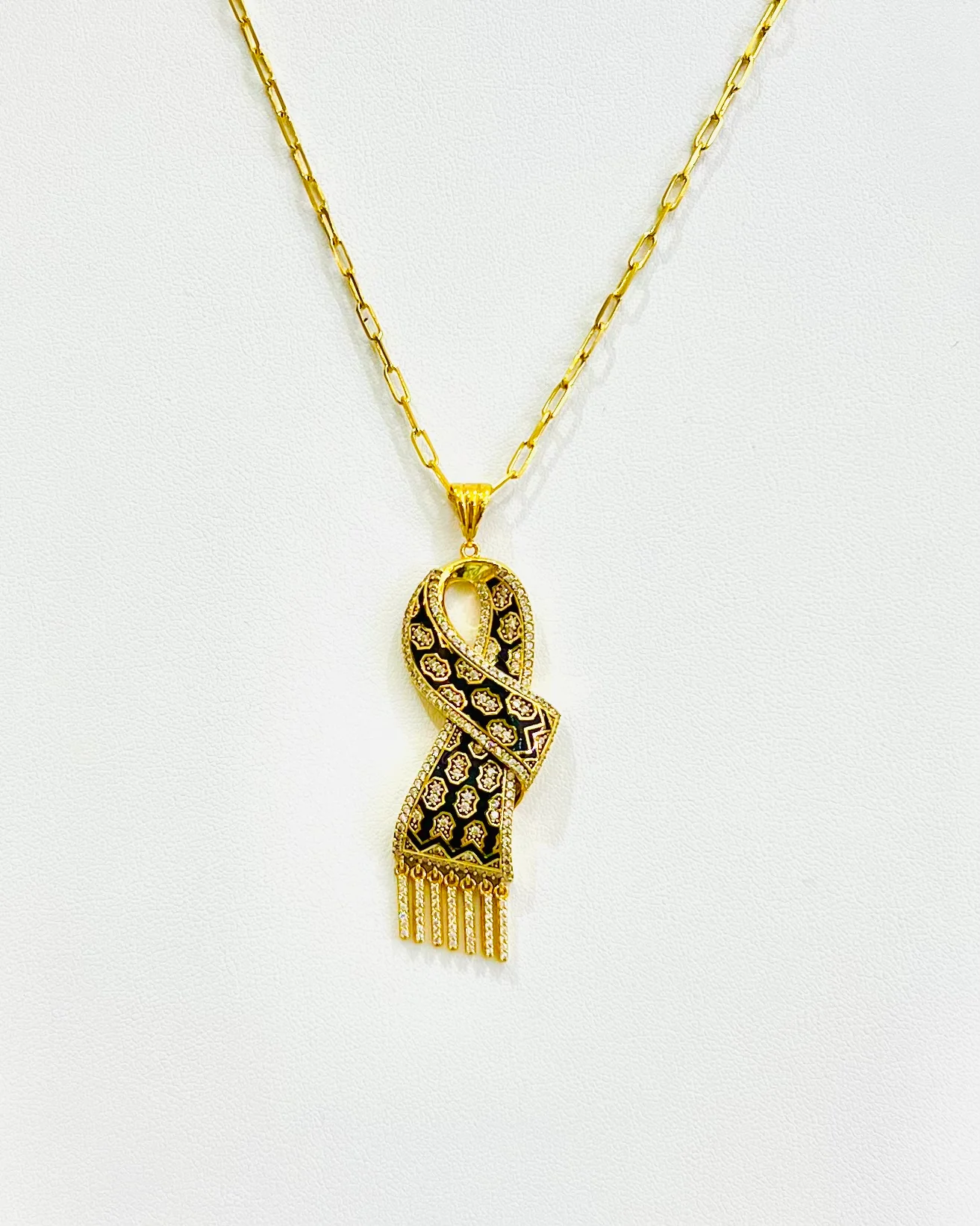 21K Gold Palestine Scarf (Kufia) Necklace