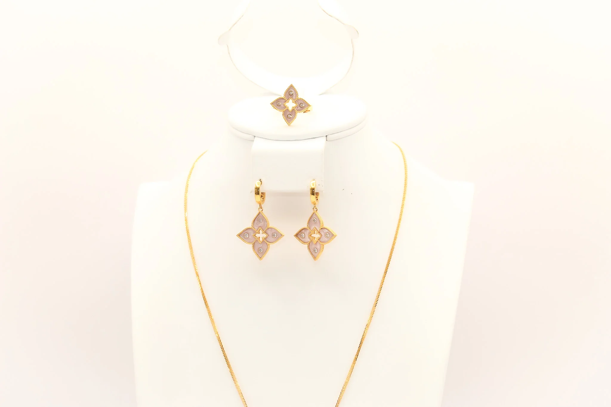 21K Gold Pink Enamel Set - Image 2