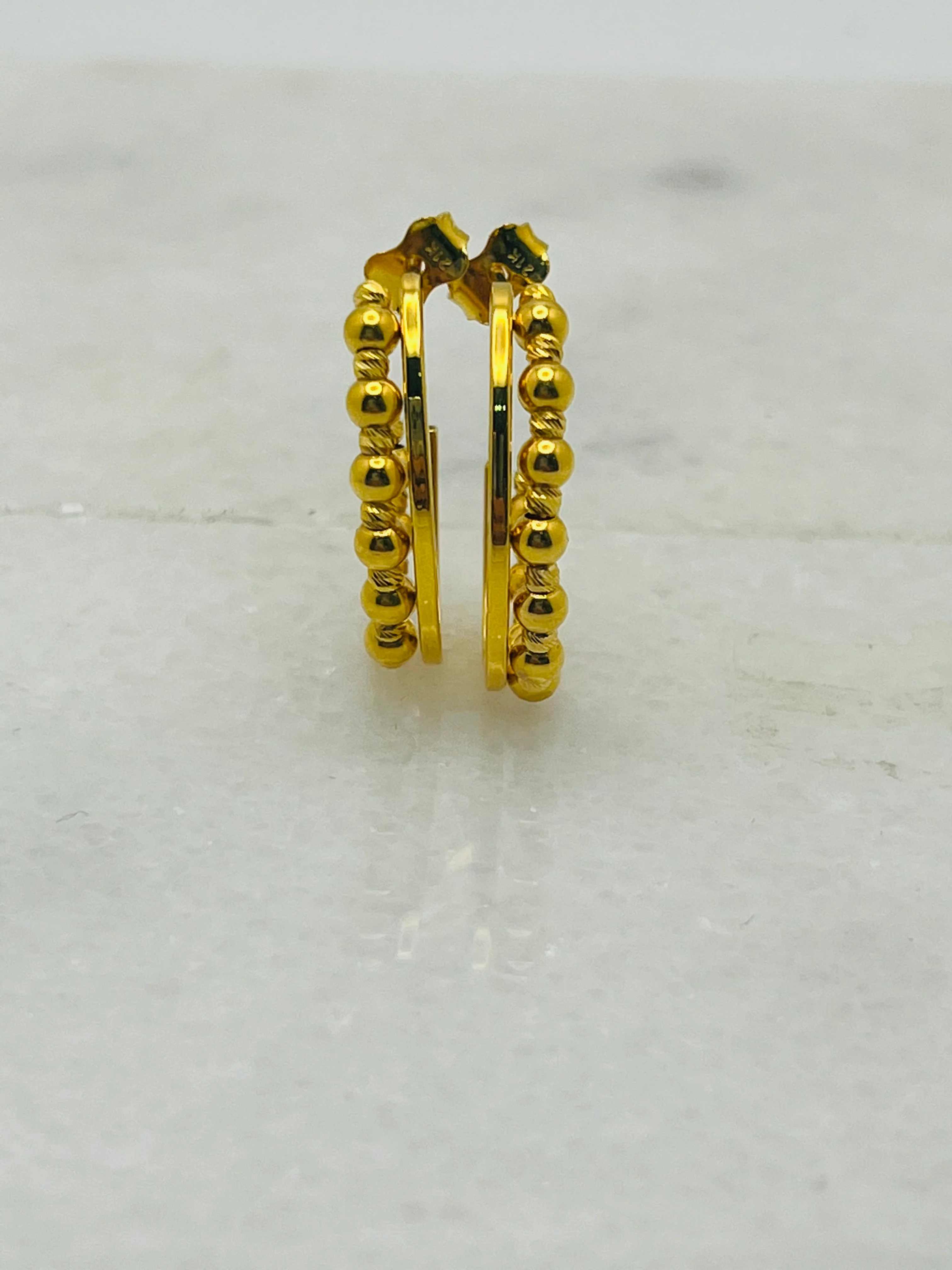 21K Gold Post Earrings - Image 2