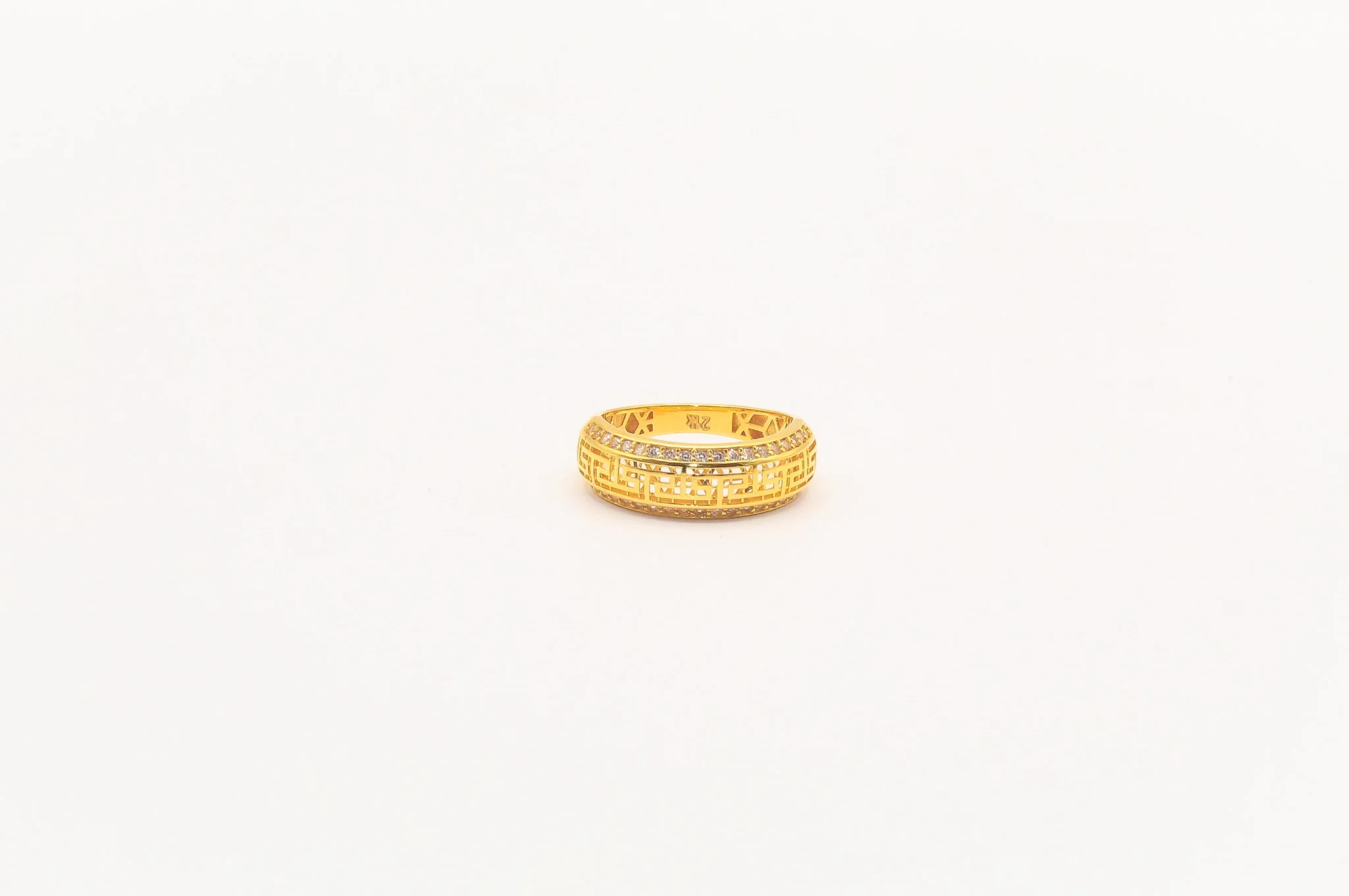21K Gold Simple Greek Key Ring