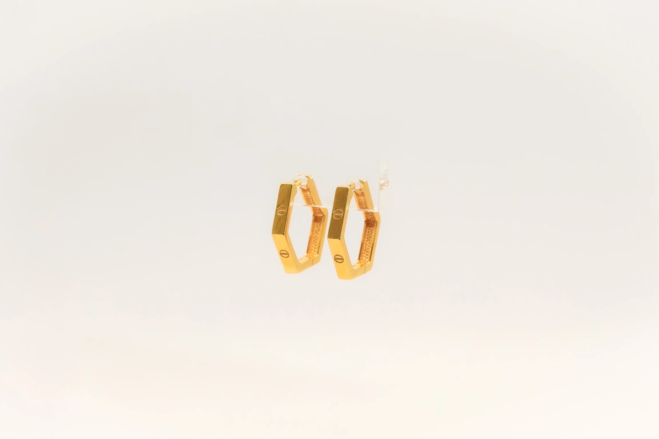 21K Gold Small Hexagon Earrings