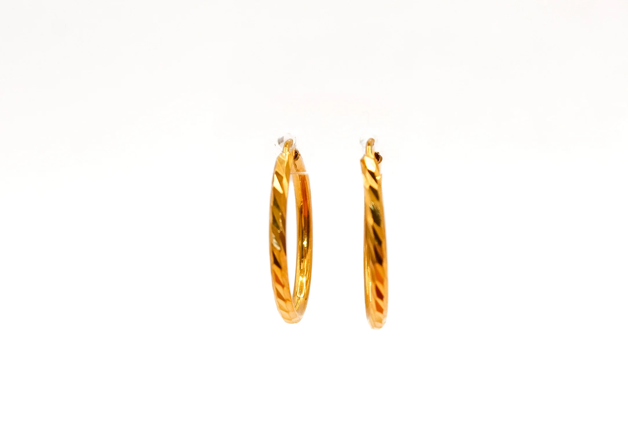 21K Gold Small Hoop Earrings - Image 2