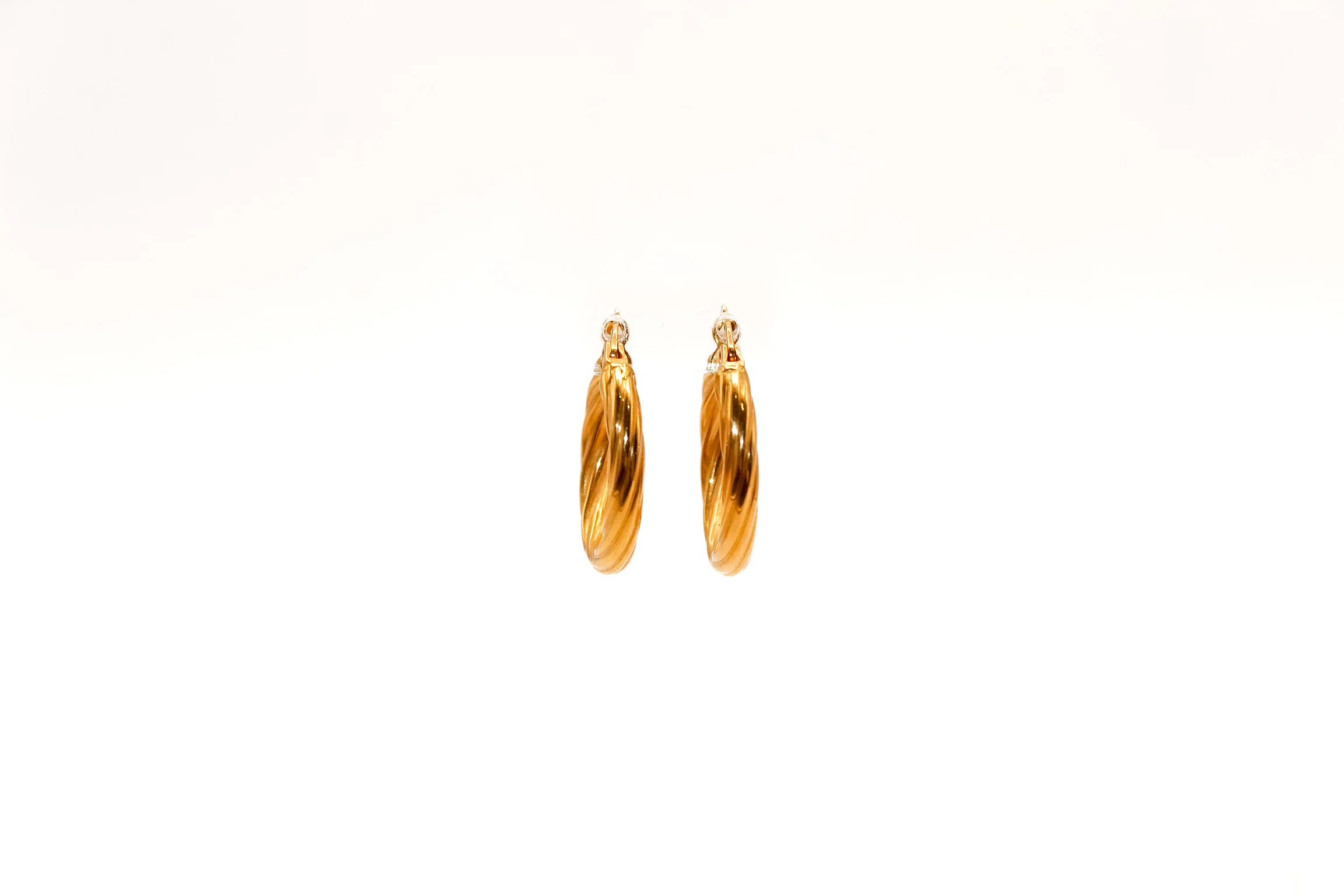 21K Gold Small Rope Hoop Earrings - Image 3