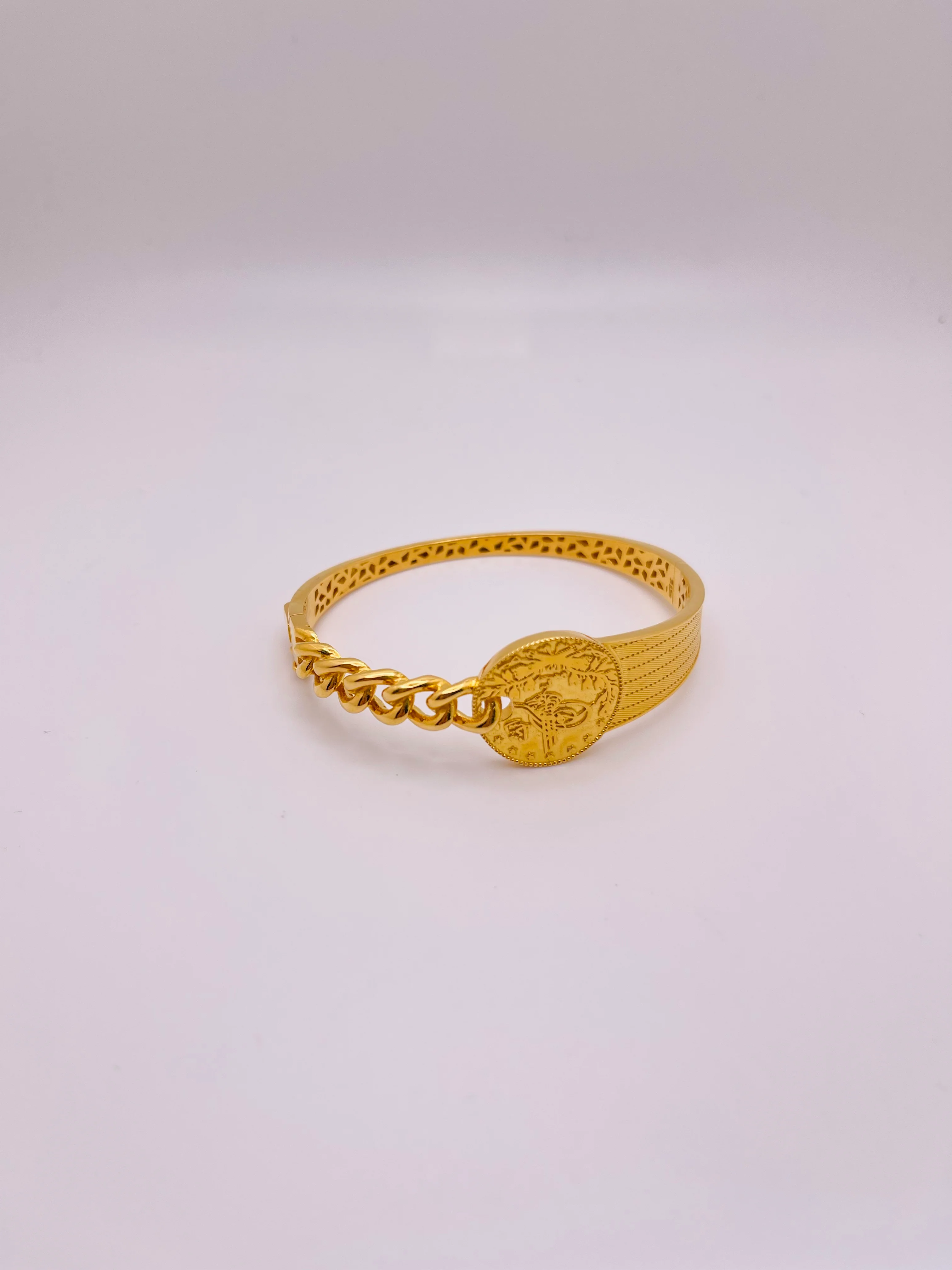 21K Gold Turkish Coin Bangle Bracelet