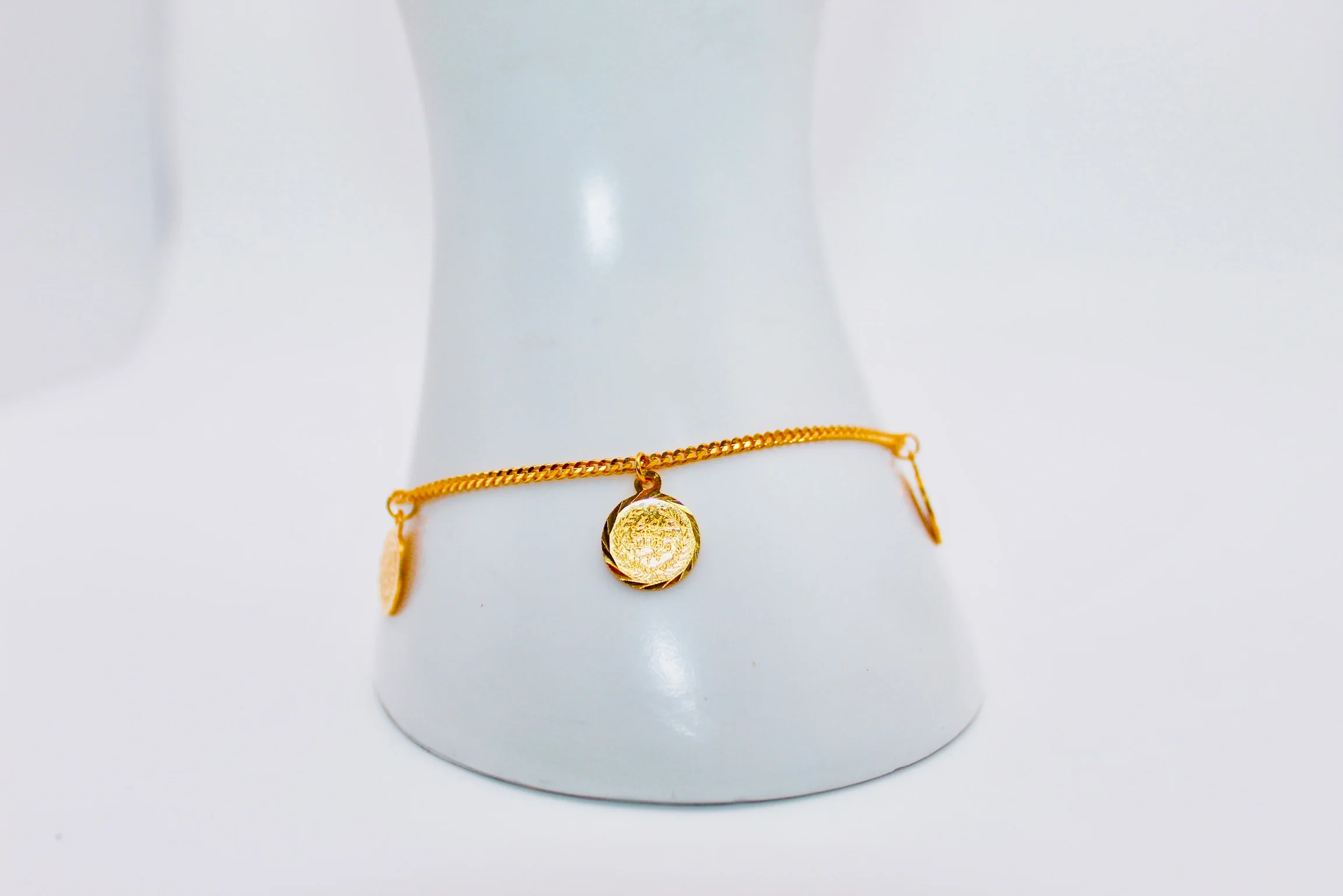 21K Gold Turkish Coin Charm Bracelet - Image 2
