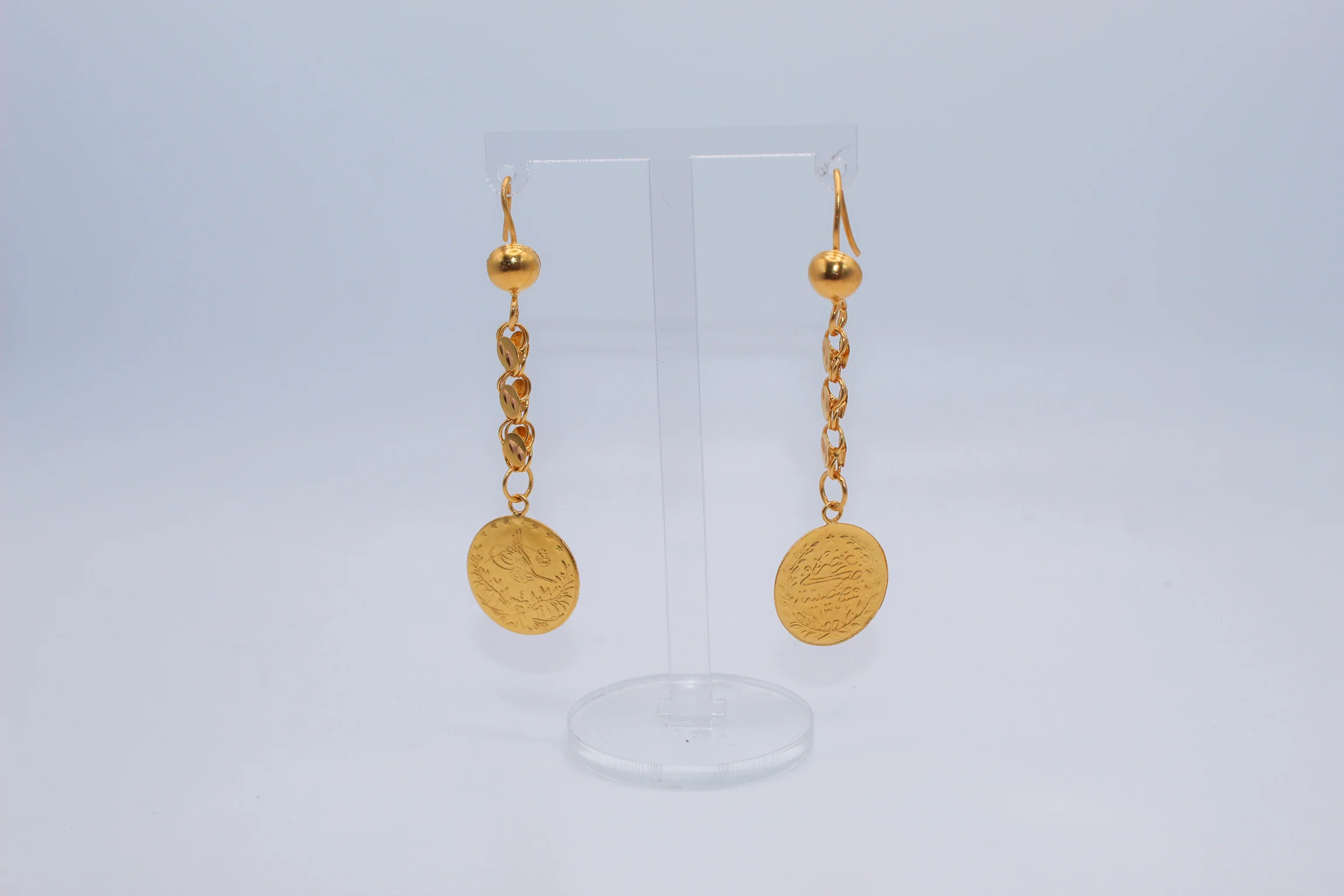 21K Gold Turkish Coin Earrings